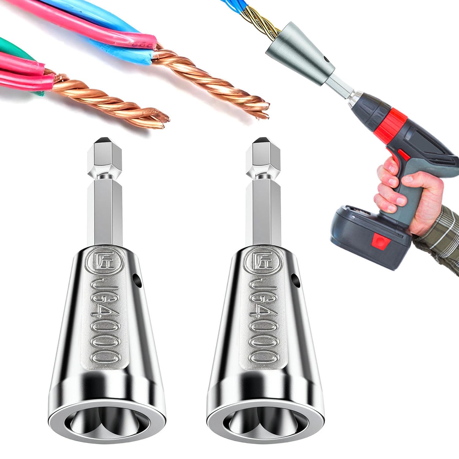 Wire Twister Tool for Drill, 2026 Upgrades Wire Nut Twister for Drill Profession Electricians Tool, 6MM Hex Shank Cable Wire Twisting Tool Wire Twister Wire Connector for 9-22 AWG (2pcs)