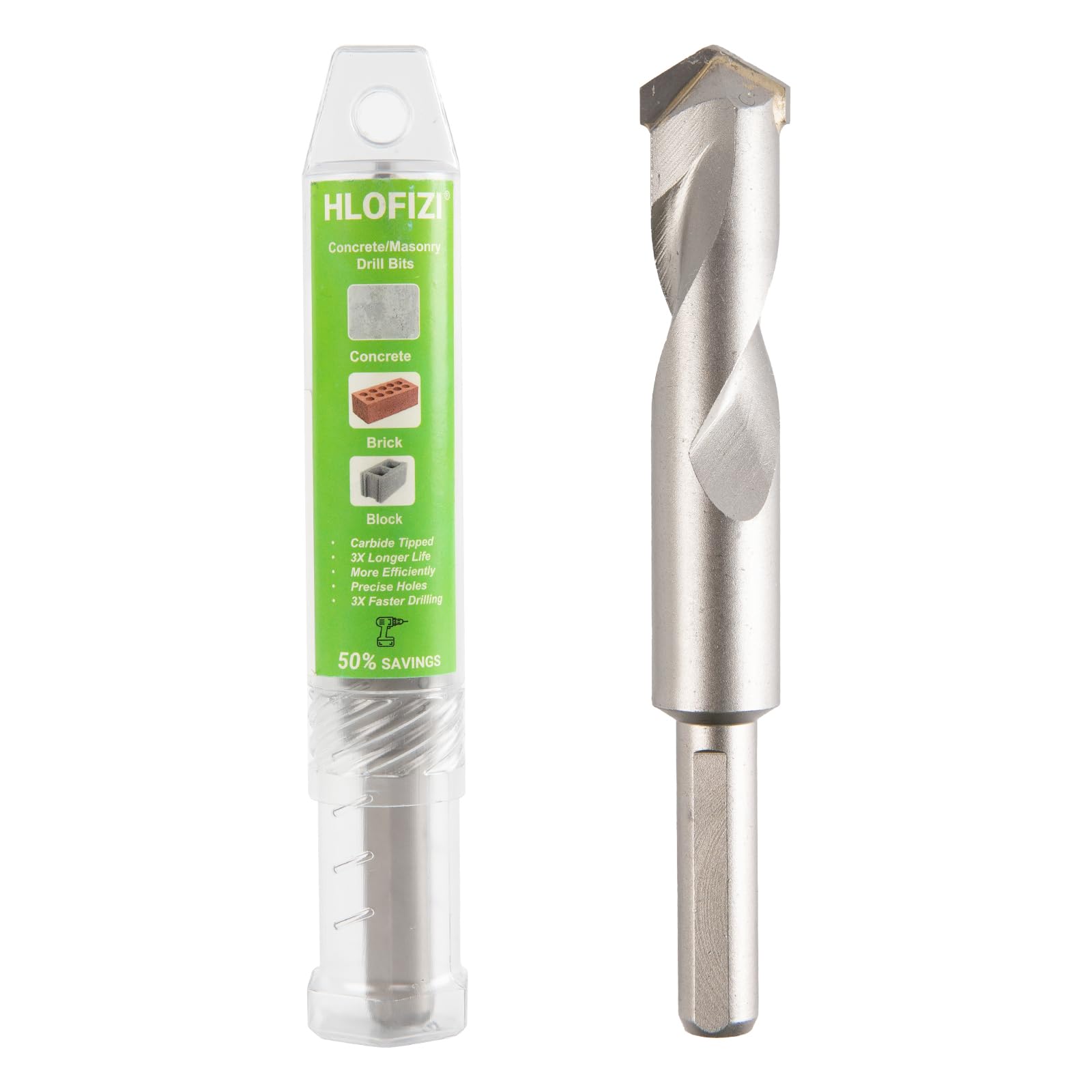 HLOFIZI 5/8" x 6" Masonry Drill Bits 5/8 inch Concrete Hammer Drill Bits Carbide Tipped, for Cement, Brick, Stone, Block, 1 Pack