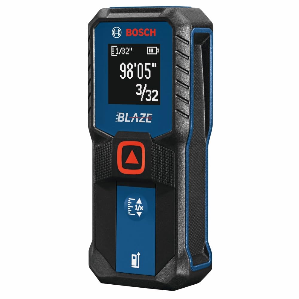 BOSCH GLM100-23 100 Ft Blaze Laser Distance Measure, Includes 2 AA Batteries, Distance Measuring Laser