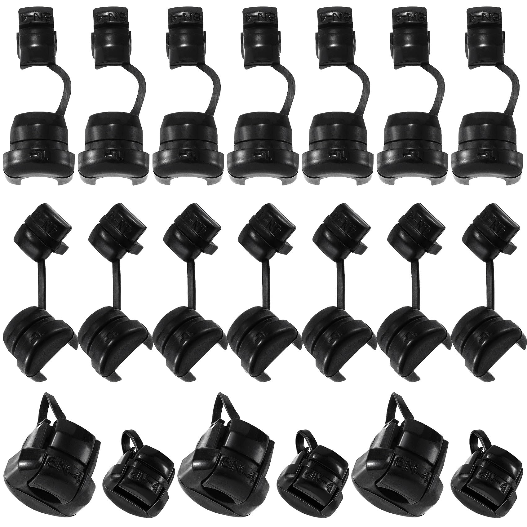 CustomyLife 40pcs Round Strain Relief Cord Connector, Nylon Insulation Cable Bush Grommet, Electric Cable Protector Buckle for Electrified Railways Power Network Wire -Black