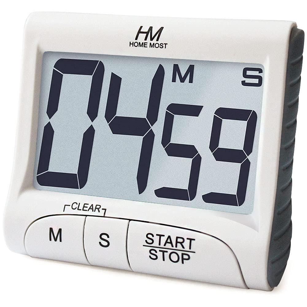 HOME MOST 3" Large Display Kitchen Timer - Digital Timer Magnetic Back Loud Alarm On A Rope- White Cooking Timers For Kitchen Teachers Students Games Kids Meetings- Sports Timers For Workouts Exercise