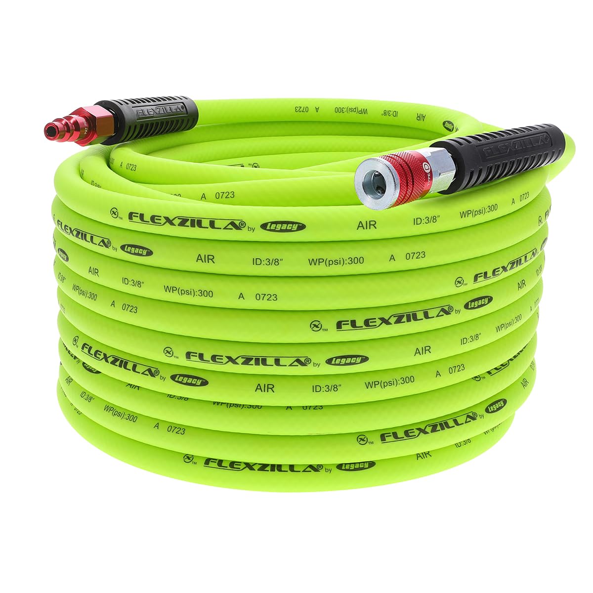 Flexzilla HFZ38100YW2D Air Hose 3/8In X 100Ft W/ Colorconnex Coupler Plug Type D