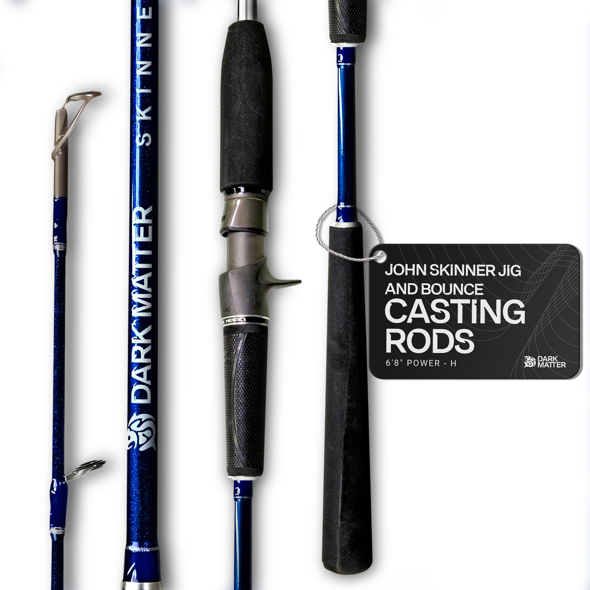 Dark Matter John Skinner Jig and Bounce Casting Rods - 6'8" Heavy Fishing Rod Casting,12-25lbs Mono Line & Dark Matter Tacky Grip, Freshwater Jigging Rods Saltwater Fishing Rod, Slow Pitch Jigs