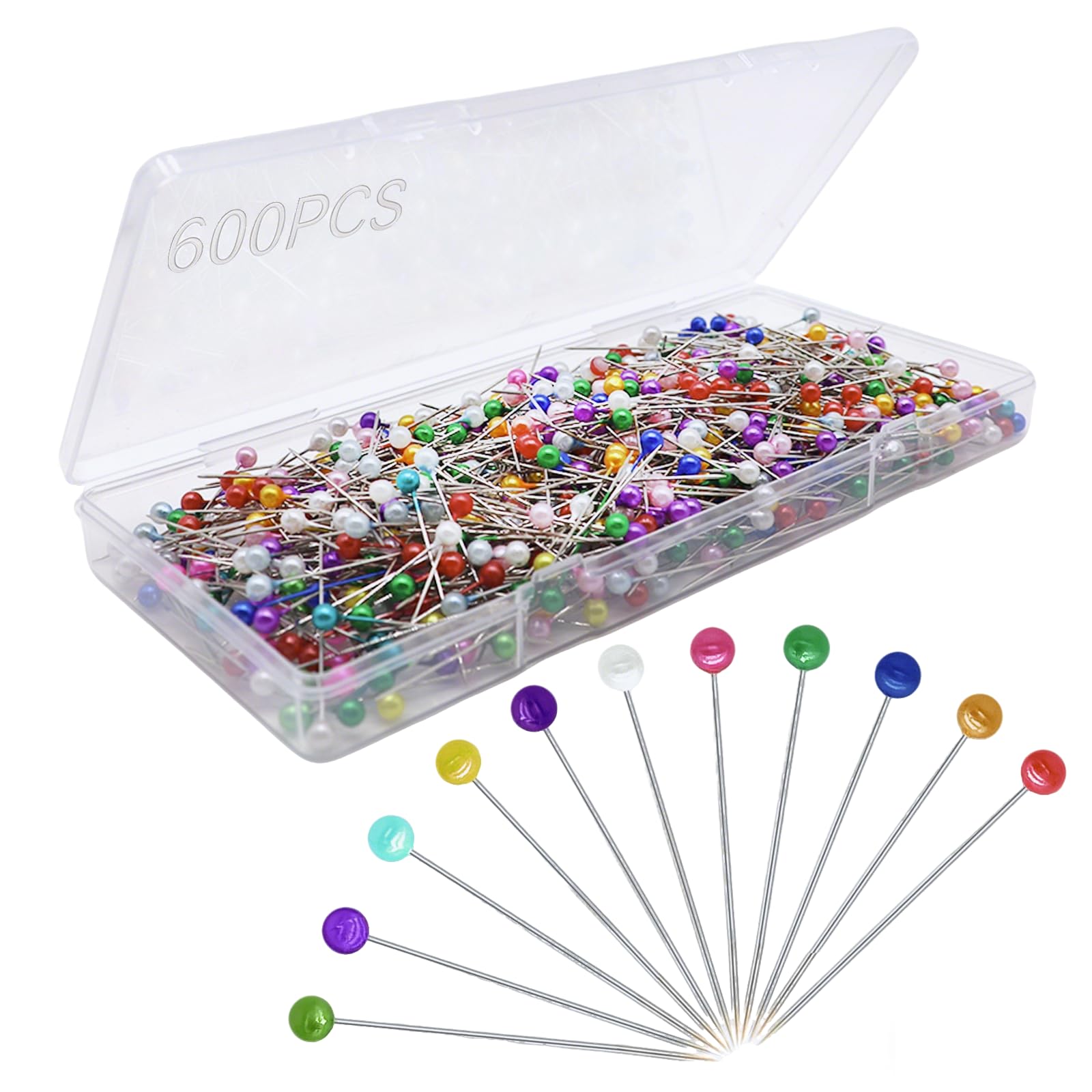 600PCS Sewing Pins, Straight Pin for Fabric, Pearlized Ball Head Quilting Pins Long 1.5inch, Corsage Stick Pin for Jewelry DIY, Craft, Sewing Supplies, Accessories By Sunenlyst