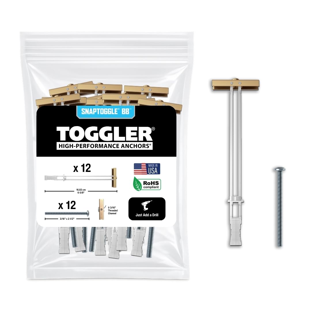 TOGGLER SNAPTOGGLE Drywall Anchors with 1/4-20 Bolts, 12 Pack