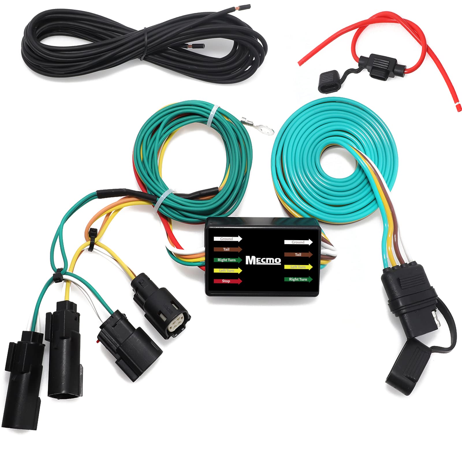 MECMO 4-Pin Trailer Wiring Harness 56327 for 2015-2024 Ford Transit 150, 250, 350, HD, Vehicle-Side 4 Flat Trailer Towing Hitch Wire for Transit Cargo Van & Passenger Wagon Trailer Light T-Connector