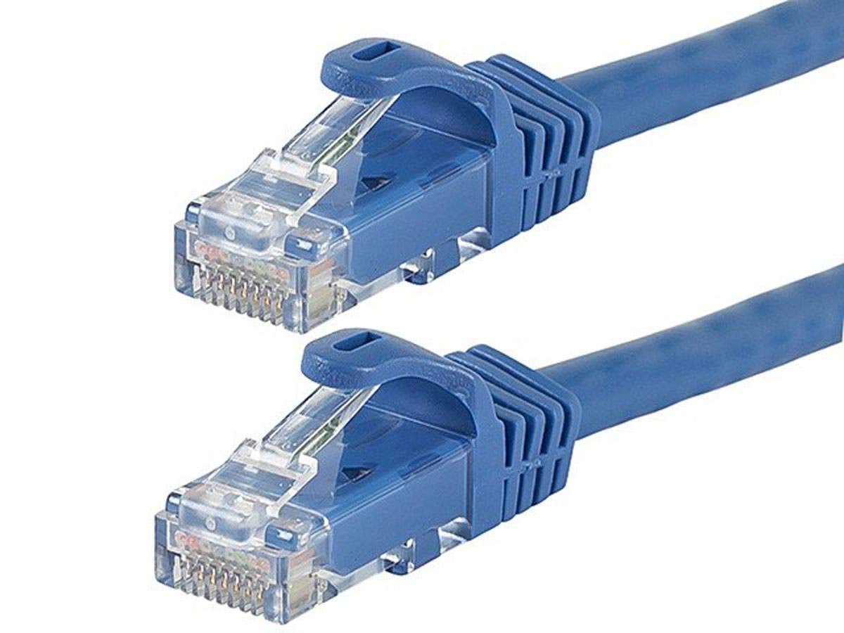 Monoprice - 109808 Flexboot Cat6 Ethernet Patch Cable - Network Internet Cord - RJ45, Stranded, 550Mhz, UTP, Pure Bare Copper Wire, 24AWG, 10ft, Blue