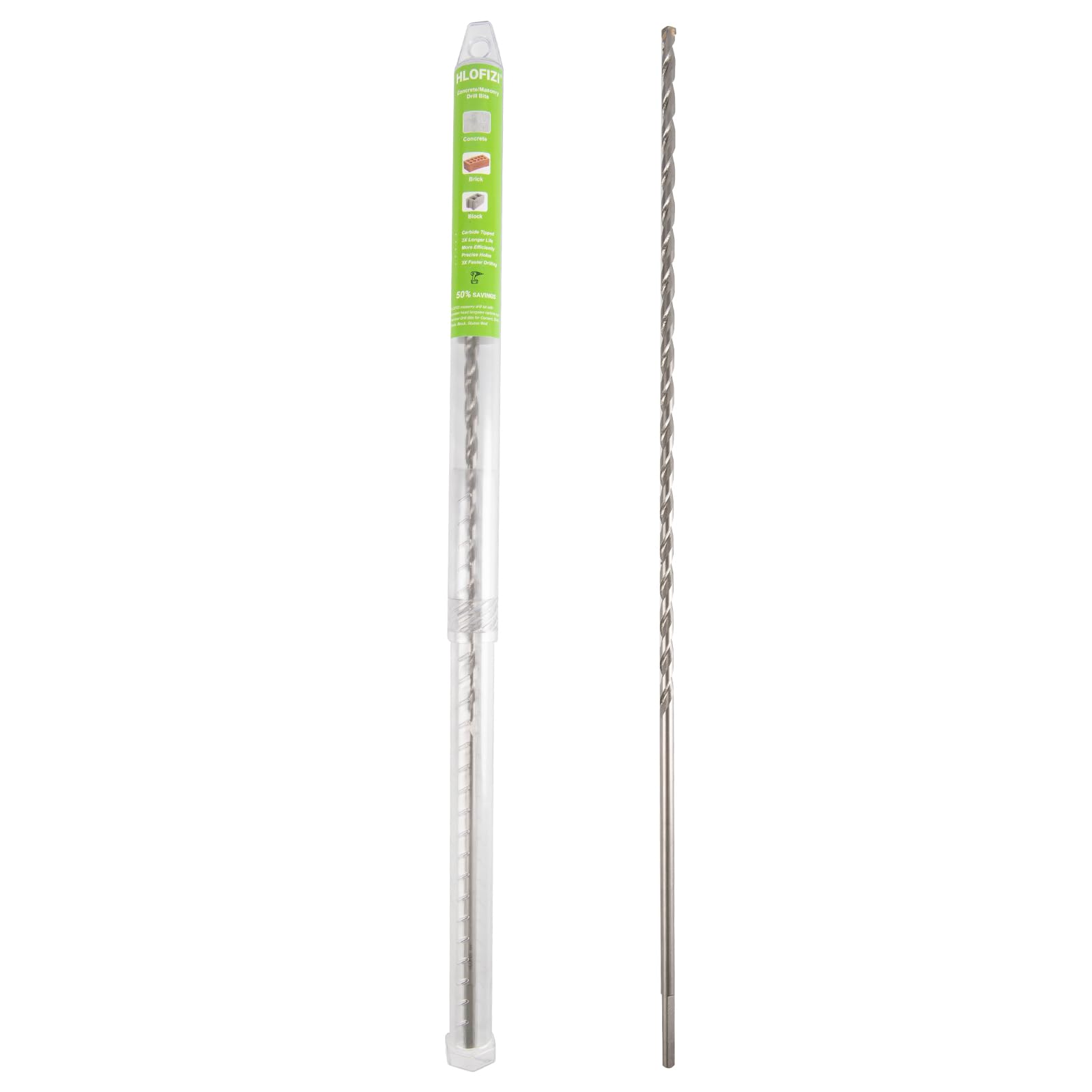 HLOFIZI 1/4" x 18" Masonry Drill Bits 1/4 inch Concrete Hammer Drill Bits Carbide Tipped, for Cement, Brick, Stone, 3-Flat Shank