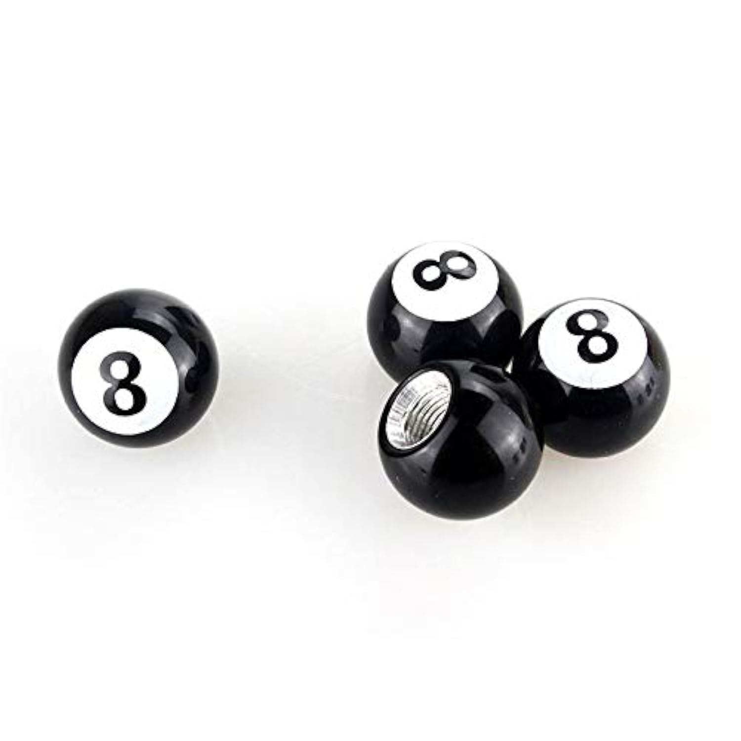 Topxome 4pcs/Set Car Wheel Tire Valve Caps Car Moto Bicycle Tyre Air Caps Black 8 Ball Leakproof Air Tire Valve Stem Caps