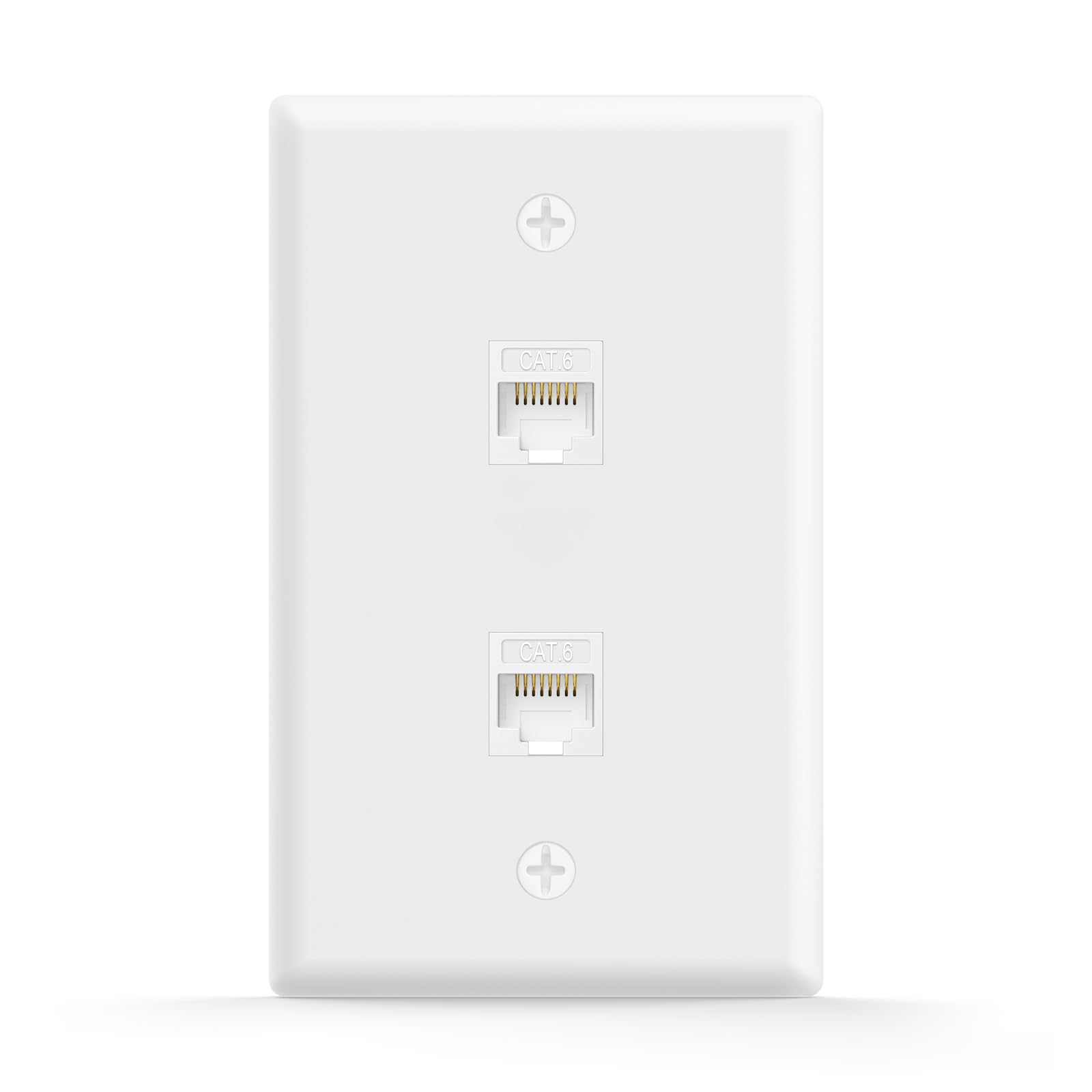 VCE UL Listed Ethernet Wall Plate 2-Port, RJ45 Wall Plate and Jack, 1000 Mbps CAT6 Keystone Inline Coupler with Keystone Ethernet Outlet, White 1-Pack