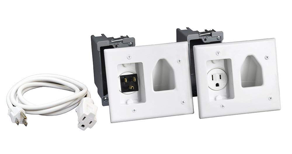 Datacomm Electronics 45-0023-WH Recessed Pro-Power Kit with Straight Blade Inlet