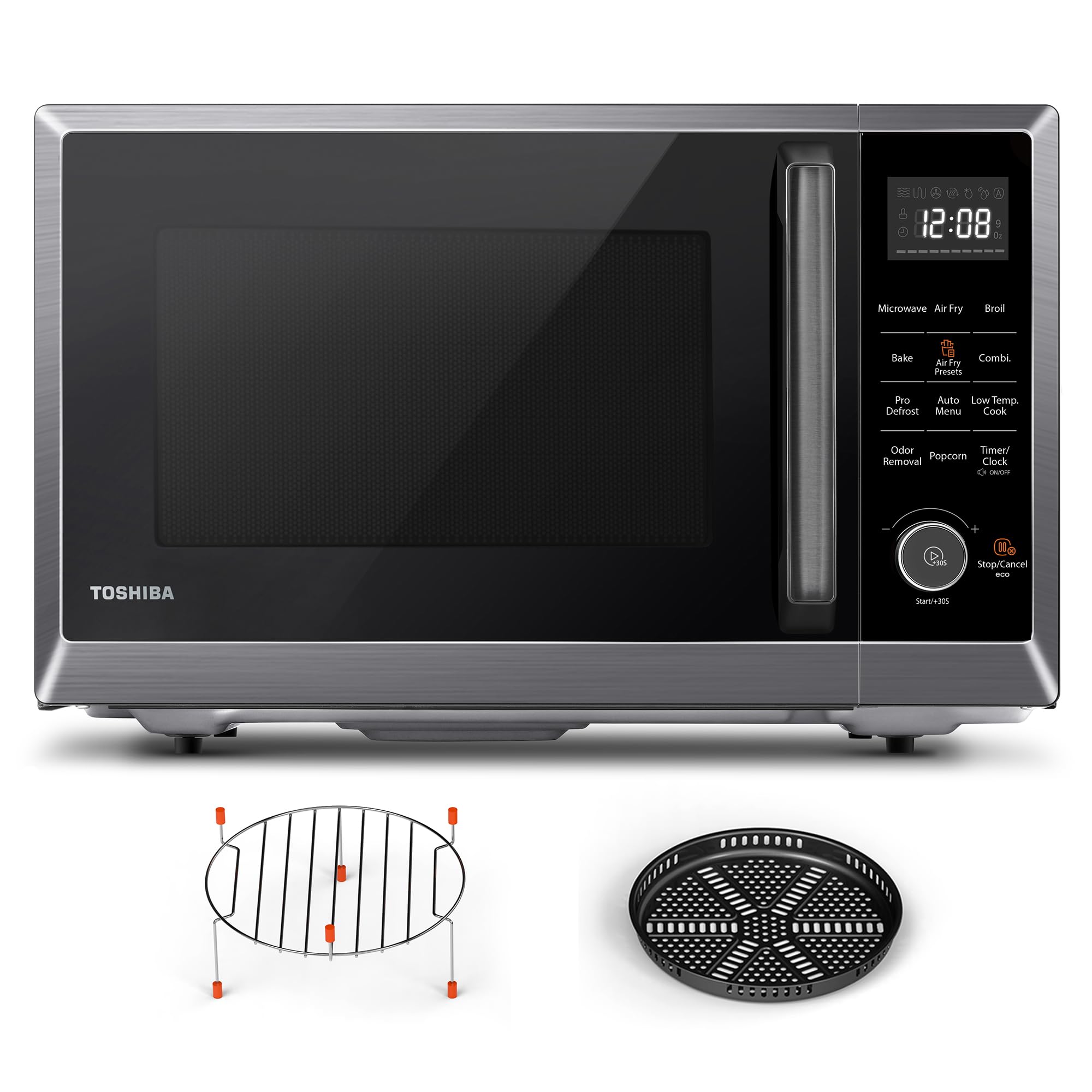 TOSHIBA Air Fryer Combo Microwave, 1.0 Cu.Ft, Black Stainless Steel