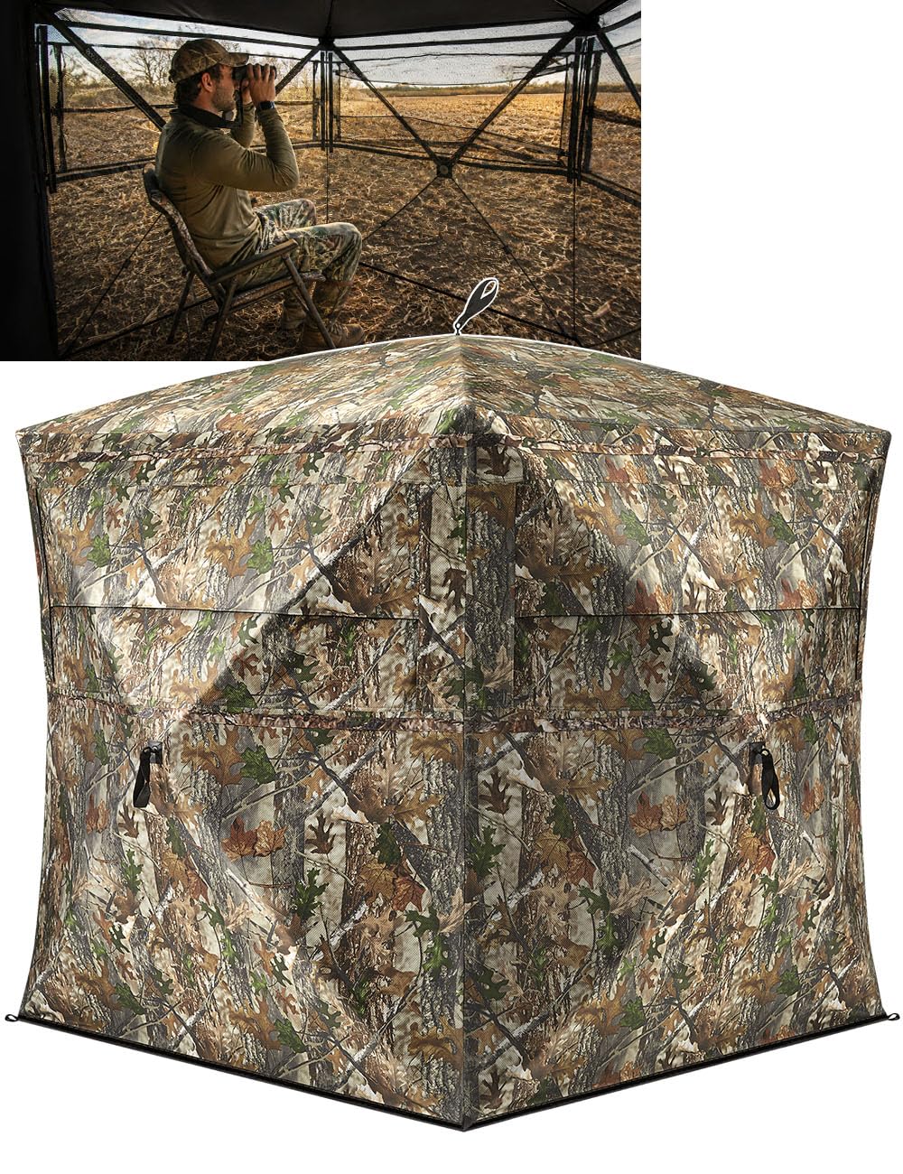 TIDEWE Hunting Blind, 270°/360° See Through Ground Blind, 270°, 3-4 Person