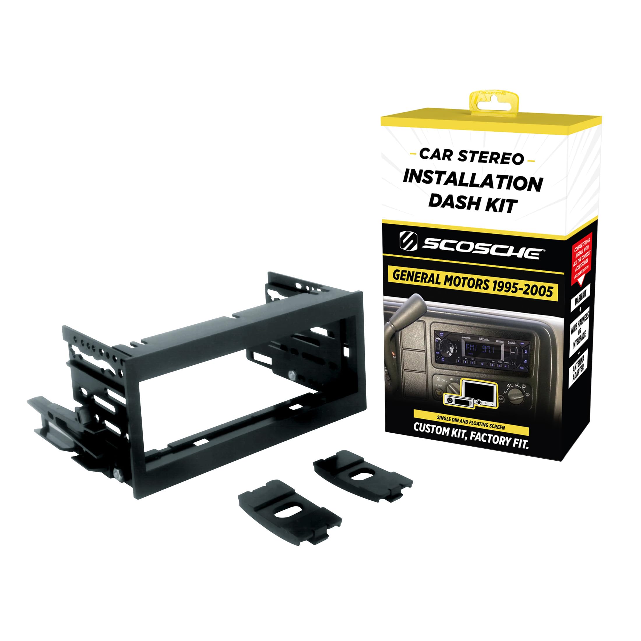 Scosche GM1483B Single DIN Dash Kit Compatible with Select 1995-05 Cadillac, Chevrolet and GMC Full Size Trucks - Car Stereo Radio Install Kit - Single DIN Radios Only - See Fit Guide in Images