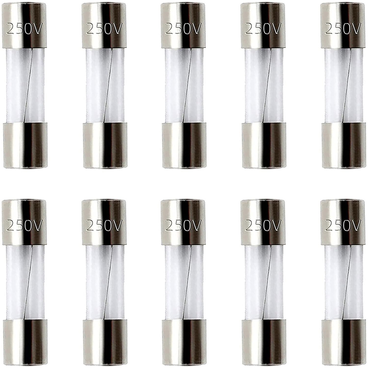 SIXQJZML 10 Pack F10AL Fast-Blow Fuse 10A 250V Glass Fuses 0.2 x 0.78 inch / 5 x 20 mm (10amp) (F10A)