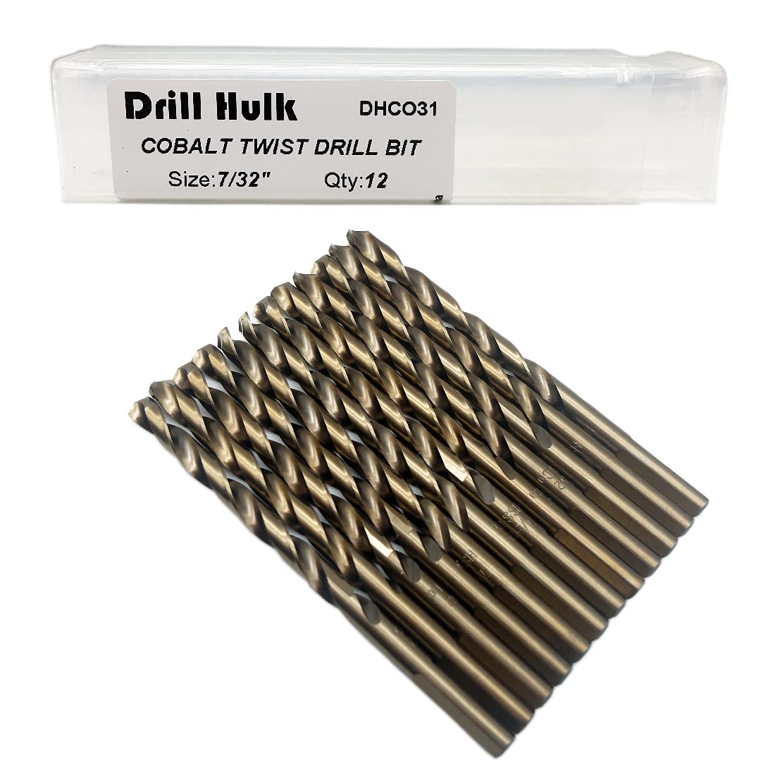 7/32-Inch Cobalt Steel M35 Jobber Length Twist Drill Bits, Pack of 12