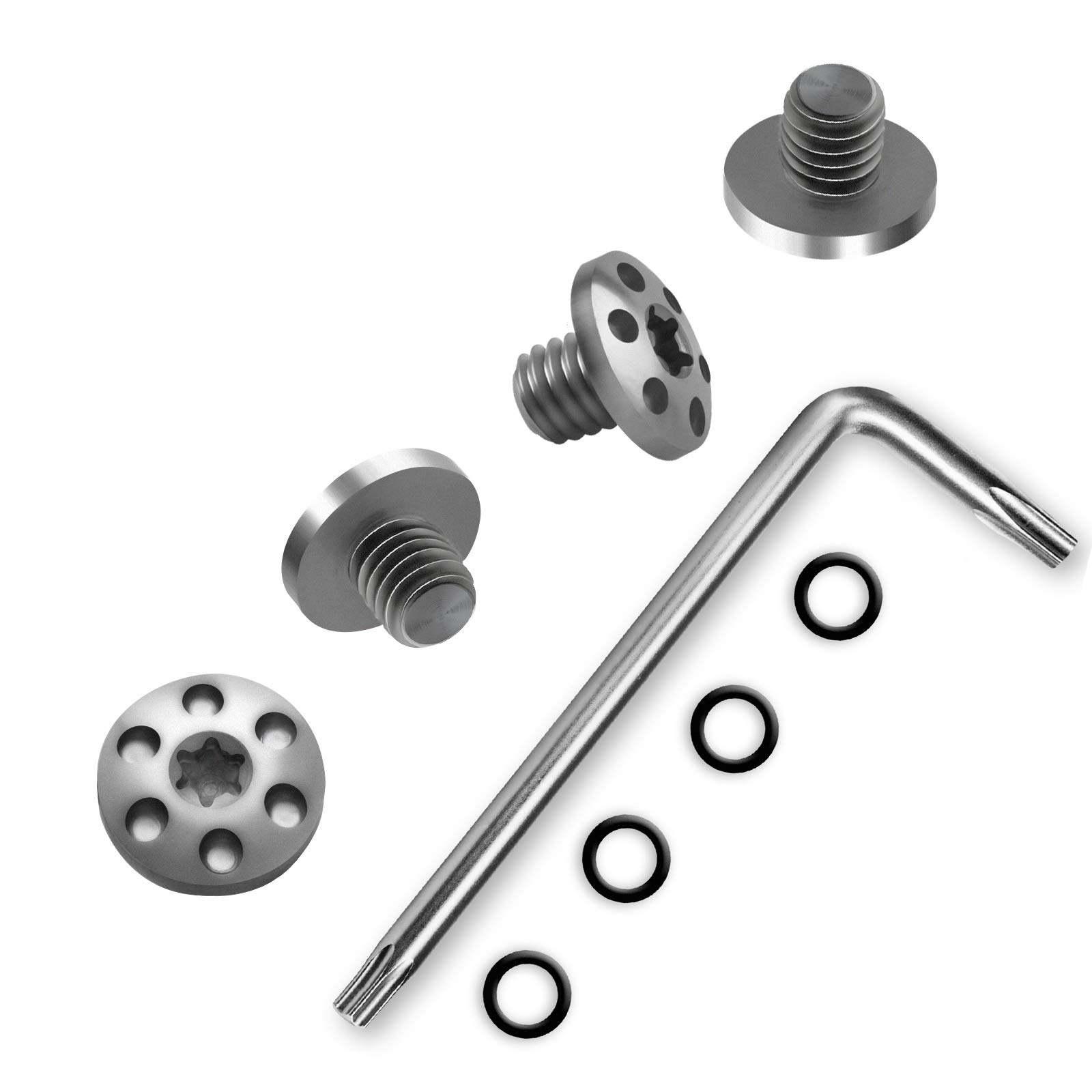 Guuun Grips Screws for Sig sauer P226 / P228 / P229, 4 O-Rings, Torx Key, 4 Stainless Steel Screws Six Eyes Silver