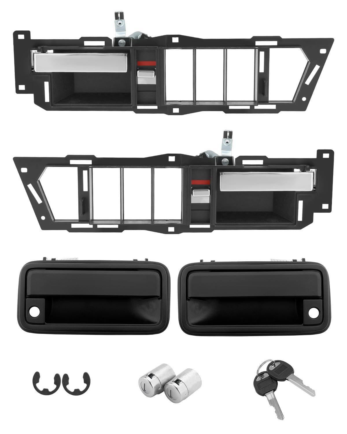 Interior & Exterior Door Handle Set, Compatible with 1988-1994 Chevy GMC