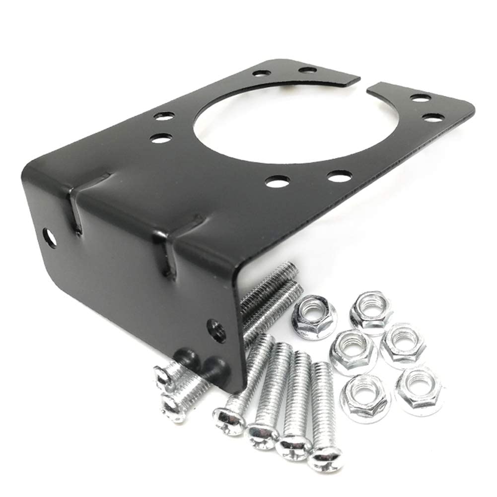 CARROFIX Trailer Wiring Harness Mounting Bracket for 7-Way RV Blade Connector Sockets, Vehicle-End, Heavy Duty, Black
