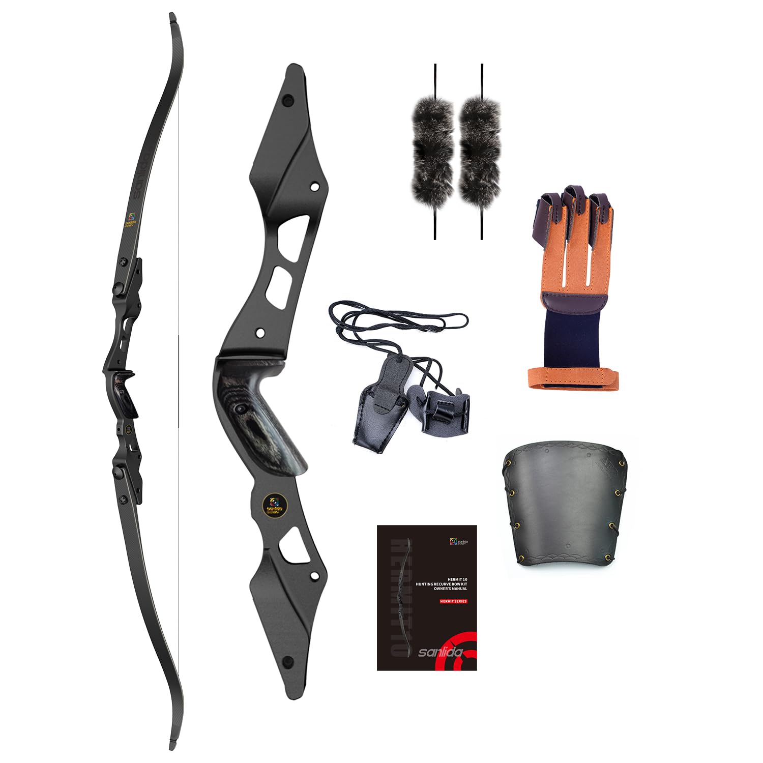 Sanlida Hermit 10 ILF Hunting Recurve Bow Kit for Adults 62" 30-55 Lbs Archery Recurve Bow, CNC ILF Riser, Carbon & Graphite Foam Core ILF Limbs, RH Only, Limited Life-time Warranty (62", 45 Lbs)
