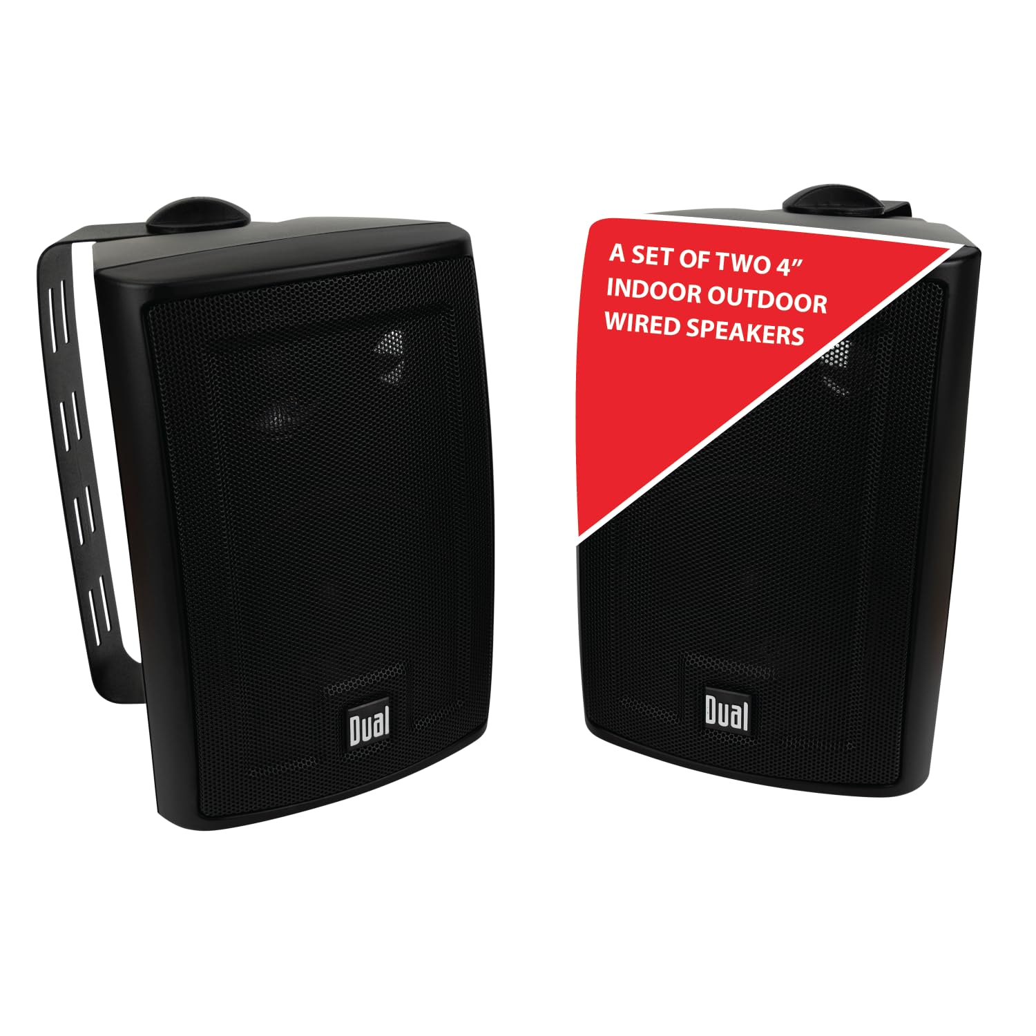 Dual Electronics LU43PB 4" 3-Way High Performance Outdoor Indoor Wired Speakers | Effortless Set Up | Home, Pool, Patio, Garage Use | Weather & UV Resistant | Expansive Stereo Sound Coverage | Black