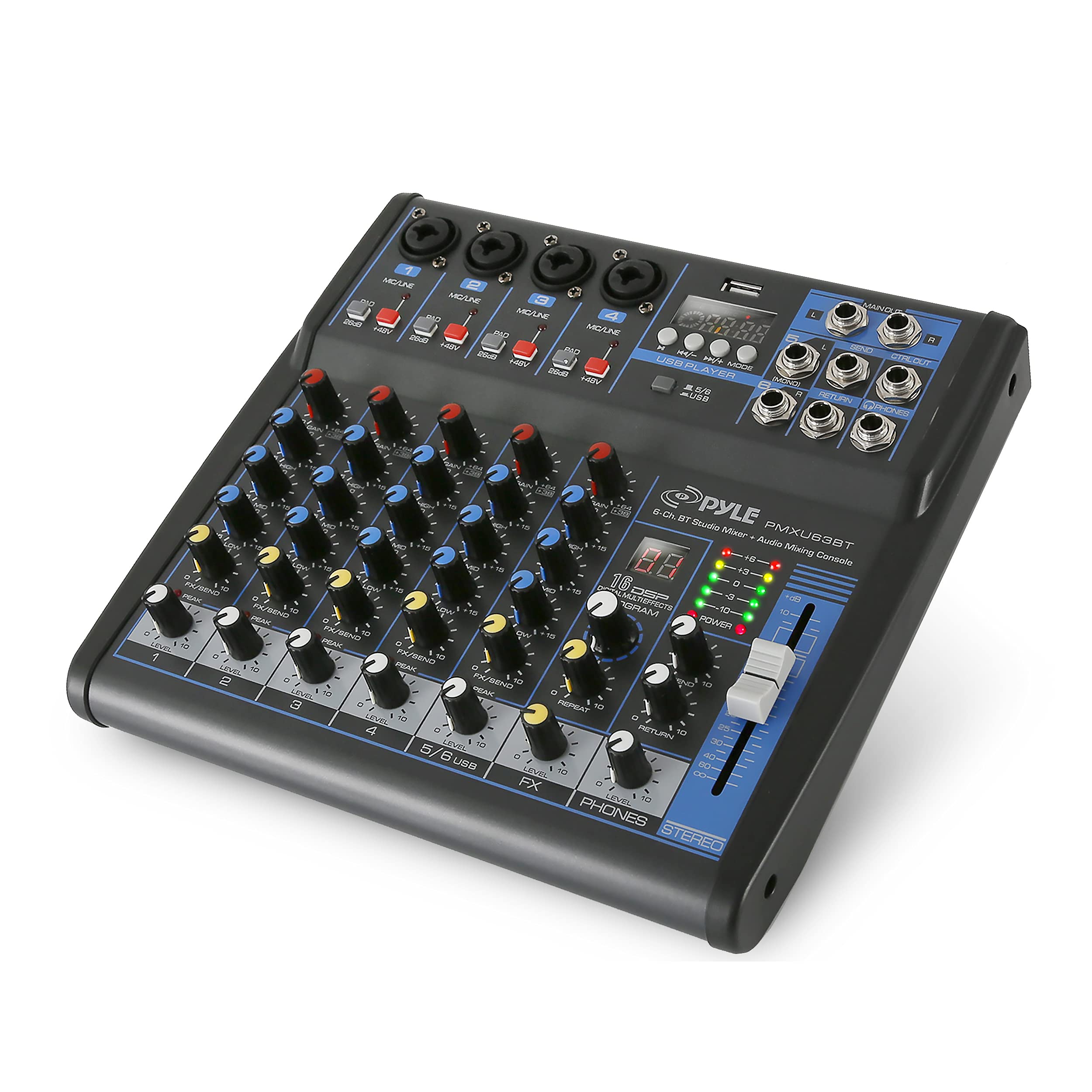 Pyle PMXU63BT 6-Channel Bluetooth Studio Mixer