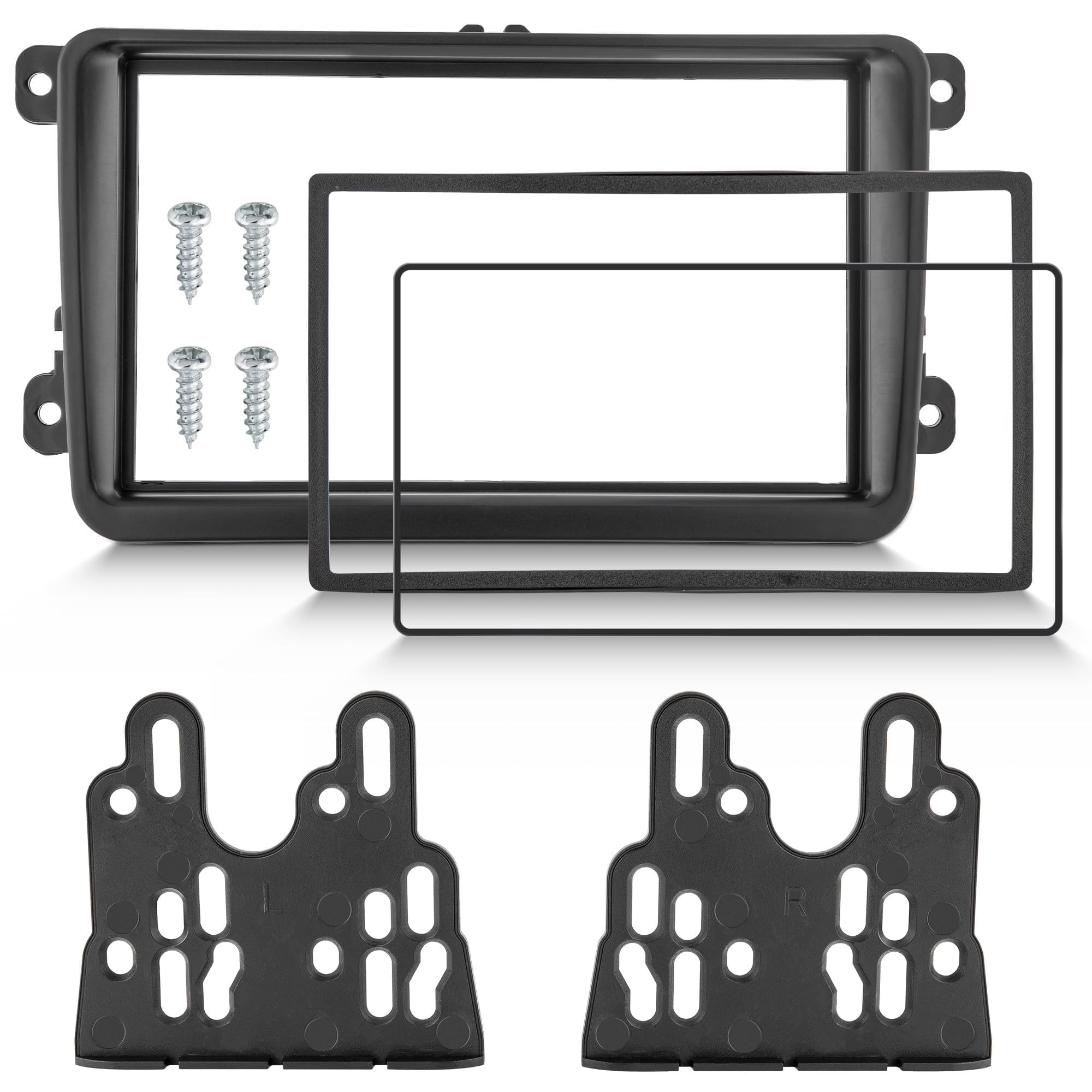 NuIth Double DIN Radio Dash Kits for 2006-2018 Volkswagen Jetta/GLI/Passat/CC/Tiguan/Scirocco, Double Din Radio Mount Housing Bracket Installation Trim Bezel Kit Install Aftermarket Stereo