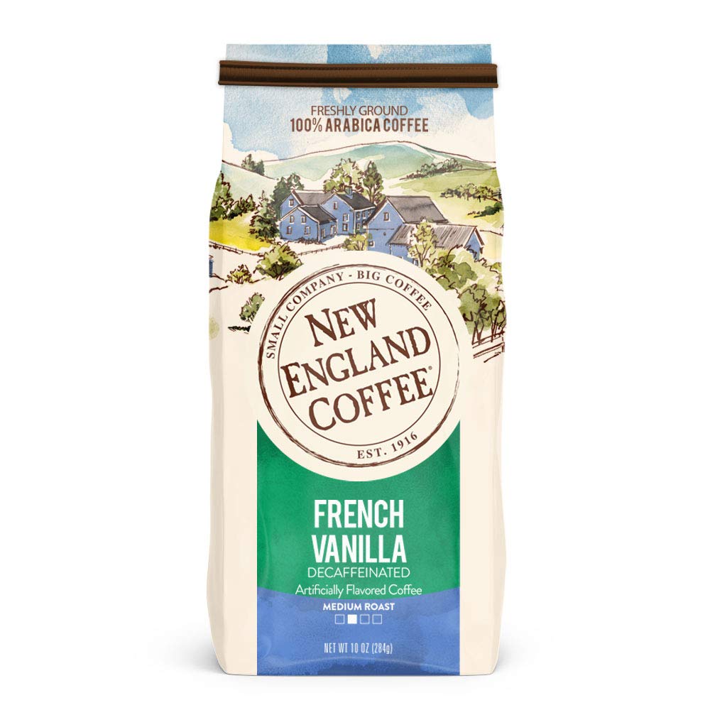New England Coffee Decaf French Vanilla Ground Coffee 10oz (Pack of 1)