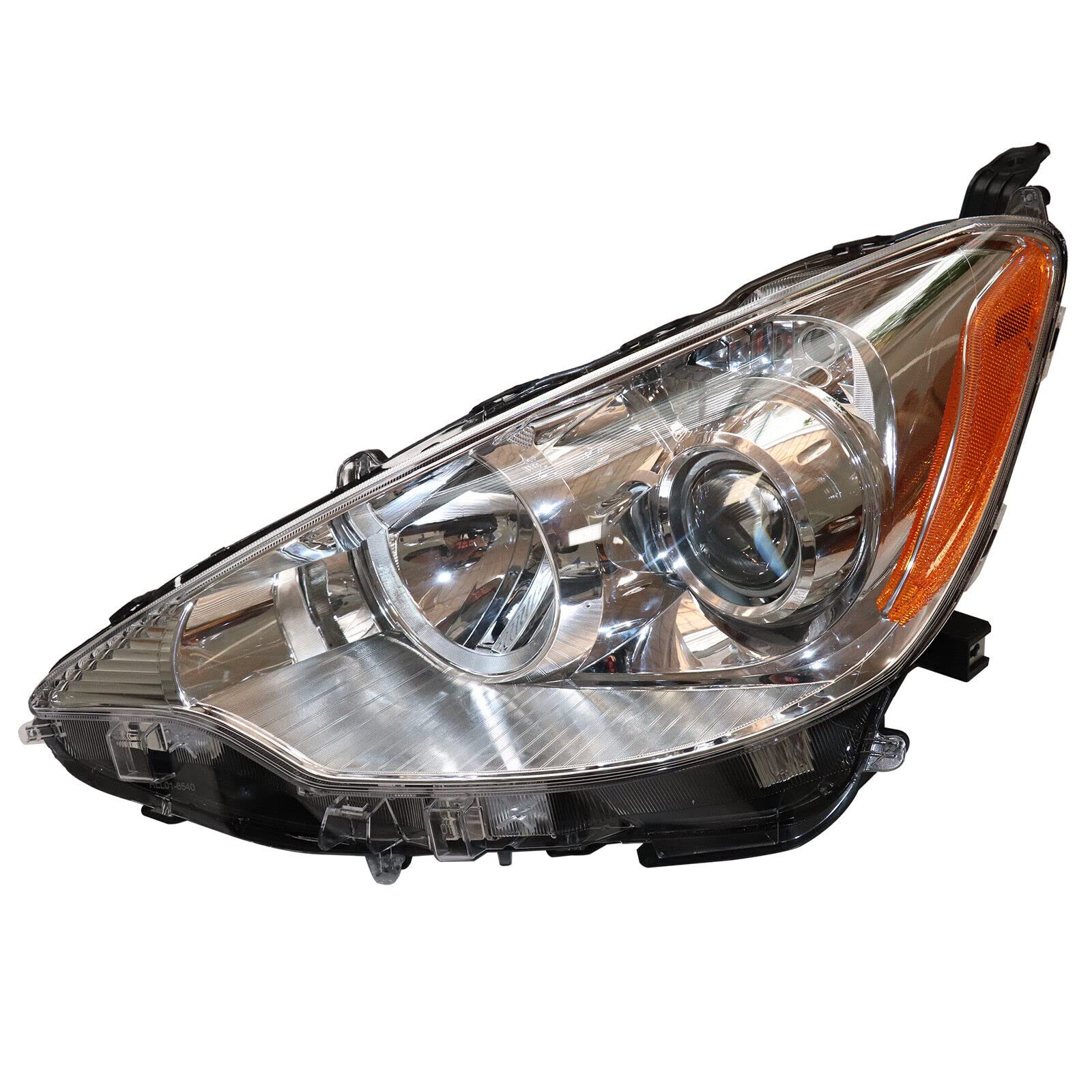 2012 2013 2014 Toyota Prius C Headlight Assembly Left Driver and Right Passenger Side Headlights Replacement Pair Black Housing Halogen Headlamp (12-14 Prius C - Left Side)