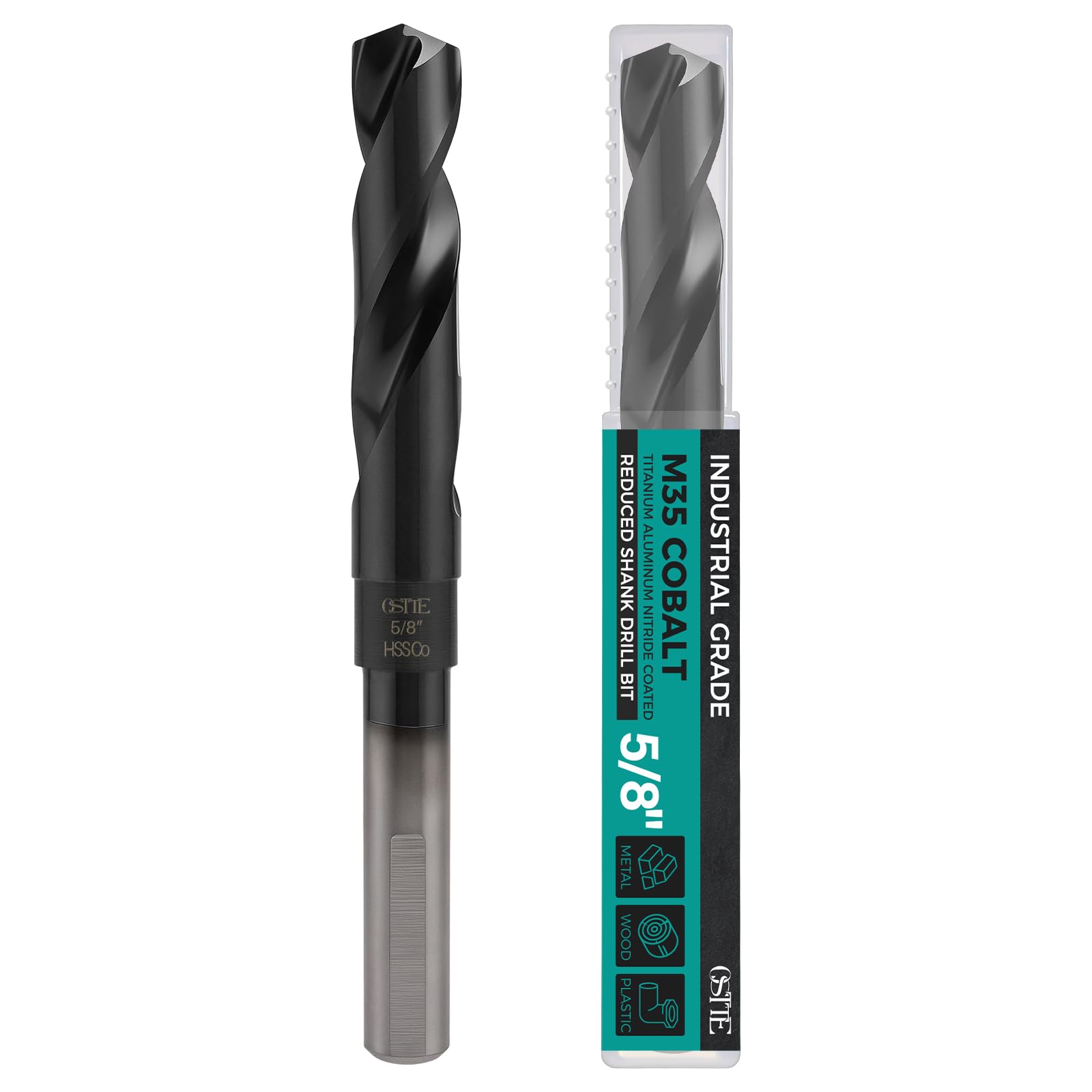5/8 Inch Industrial Grade M35 Cobalt Drill Bit, Reduced Shank,TiAlN Coating