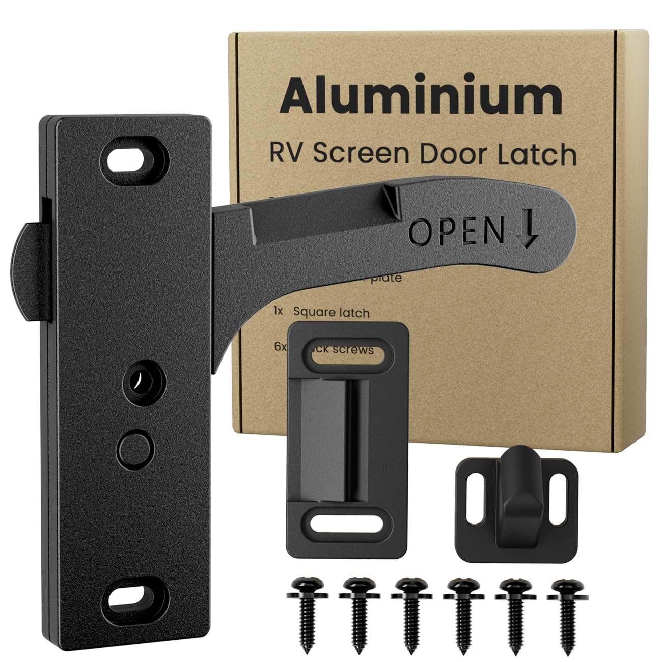 Safoner Aluminum RV Screen Door Latch Right Handle Replacement Kit for Travel Trailer, Camper, Motorhome- RV Accessories for Inside