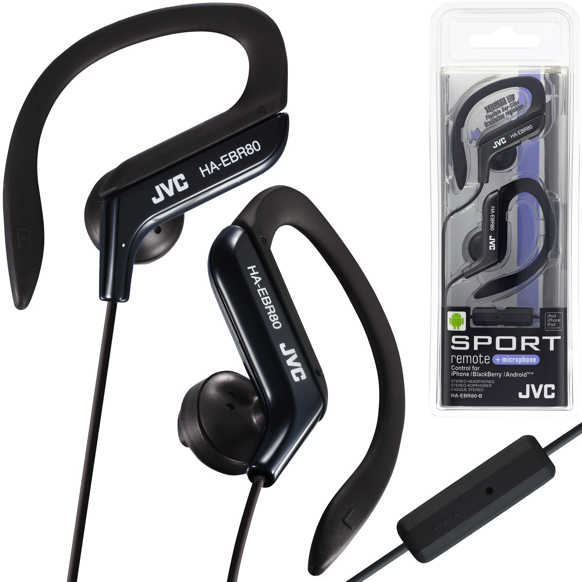 JVC HAEBR80B In-Ear Sports Headphones w/Microphone & Remote (Black)
