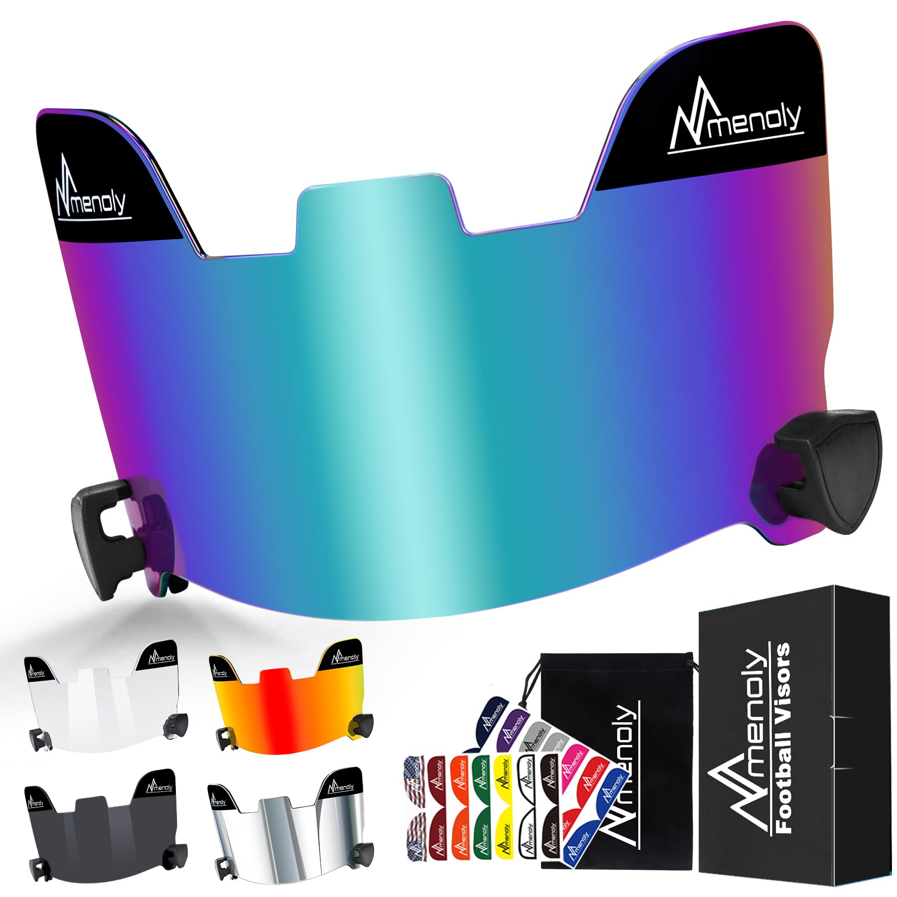 MENOLY Football Visor, Youth Football Helmet Visor, Scratch Resistant, UV Block, Facial Protection Visor for Football Helmet