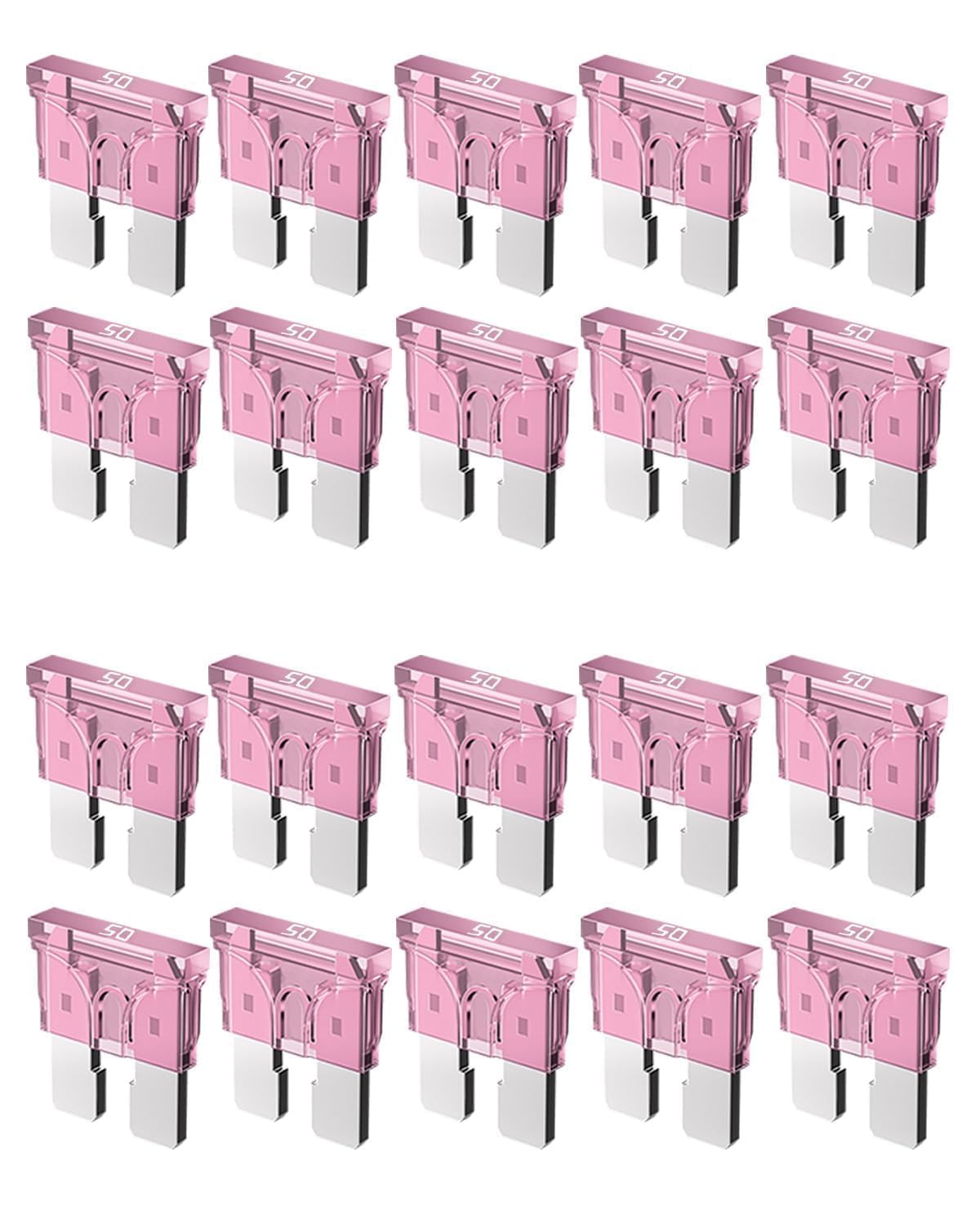 Riseuvo 20Pcs 50A Standard Car Fuses - 50 AMP Automotive Fuses(ATO/APR/ATS), 32V (12/24V) Blade Fuse for RV/Truck/SUV