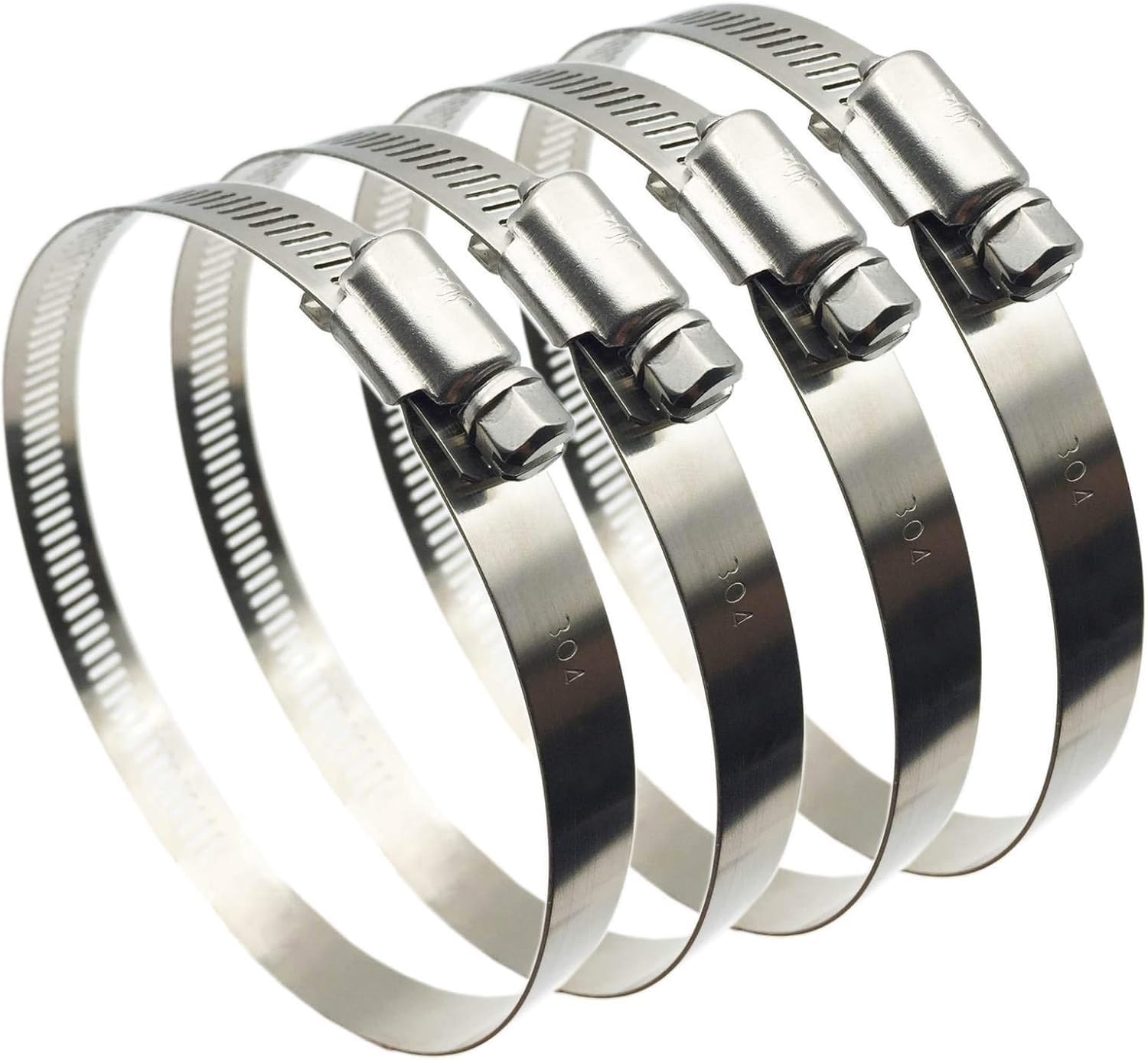EesTeck 4" (Diameter) Adjustable 304 Stainless Steel Duct Clamps Hose Clamp Pipe Clamp Air Ducting Clamp worm drive hose clamps (4Pcs, 91mm-114mm)