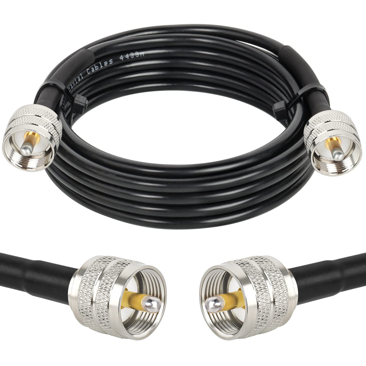 MOOKEERF PL259 10ft UHF Coax Cable - RG58 CB Cable Male to Male for CB Radio, Ham Radio, Antenna Analyzer, SWR Meter