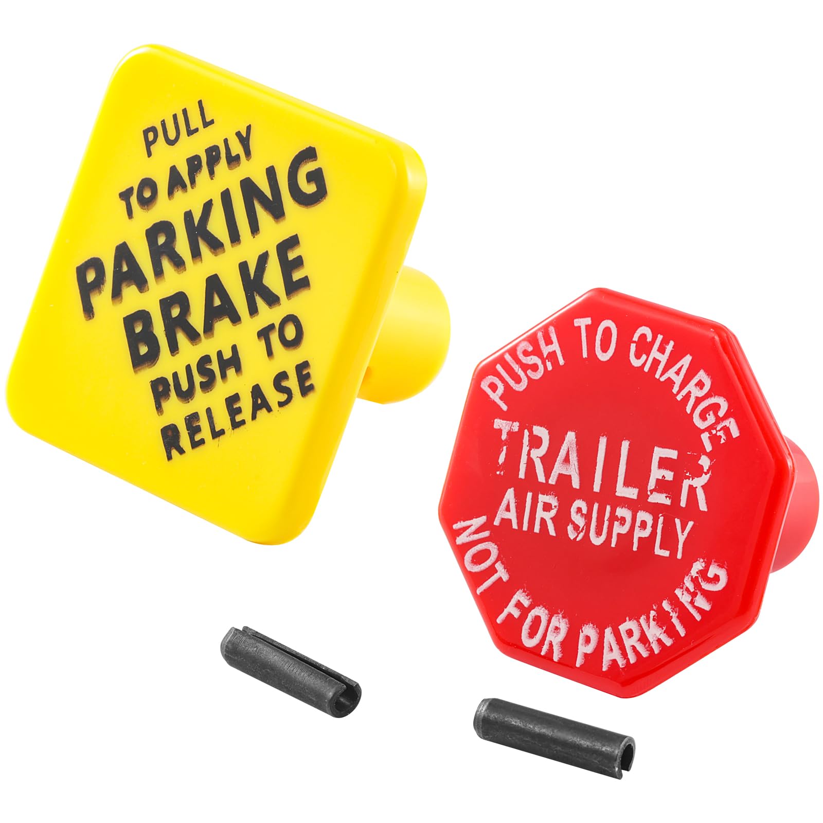 Tigbear Parking and Air Brake Knobs 248433 290655, 248433 Yellow Parking Brake, 290655 Red Tractor Trailer Air Brake Knob Compatible with Bendix, Replace# TR248433 + TR290655