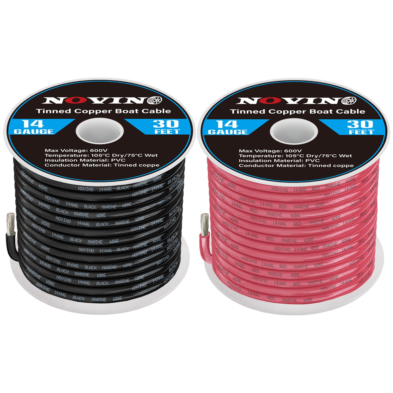 14 Gauge Marine Wire 14 AWG Marine Grade Wire,14 Gauge 30FT Red &30FT Black