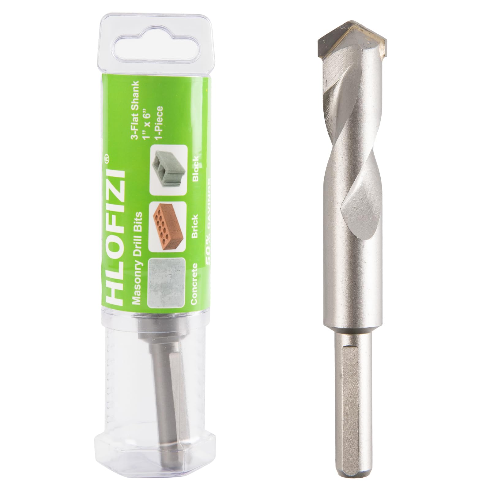 HLOFIZI 1" x 6" Masonry Drill Bits 1 inch Concrete Hammer Drill Bits Carbide Tipped for Cement, Brick, Stone, Block, 1 Pack