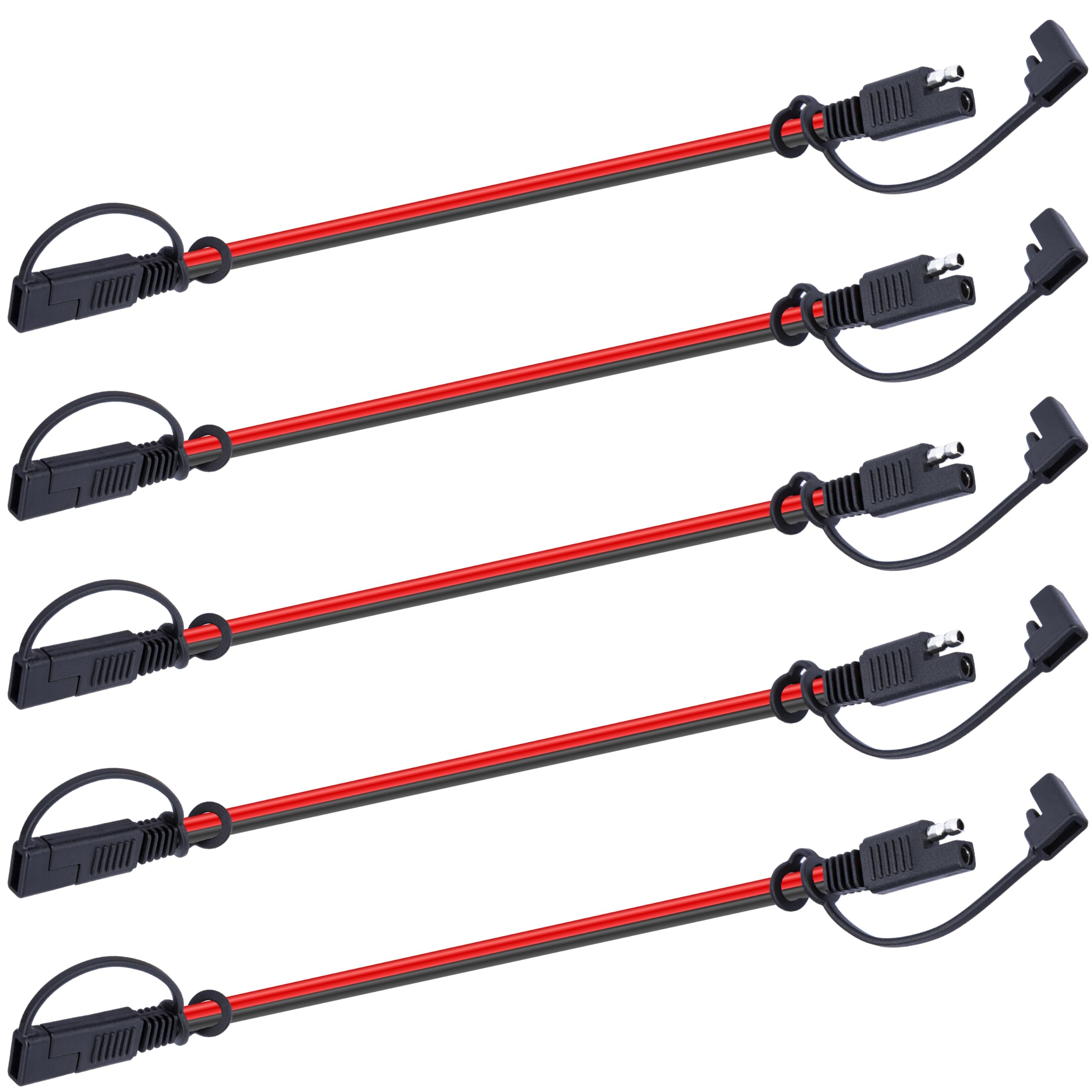 5 PCS 12 Gauge Quick Disconnect Polarized Wire Harness, 12 Inch Heavy Duty SAE Connector Bullet Lead Cable, 12 Volt Connectors 2 Pin with Waterproof Caps for Motorcycle Car Tractor