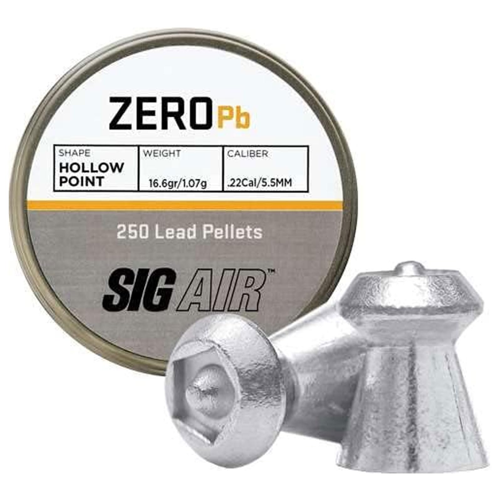 Sig Sauer AIRAMMOZPB22 Zero Hollow Point Pellets  .22 Caliber, 250 Count