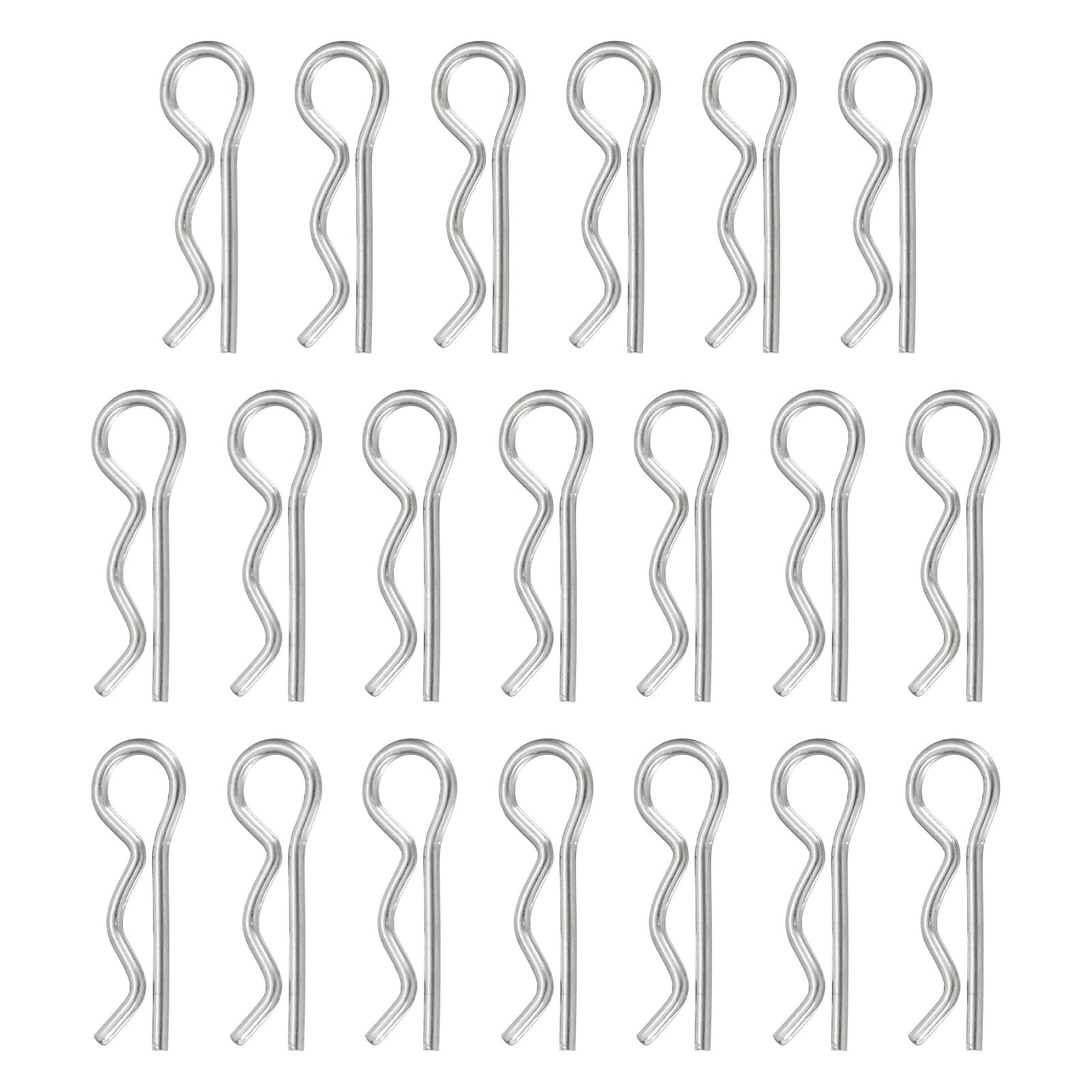 uxcell 50 Pcs Hitch Pin Clip, 1.2mm x 21mm R Clips 304 Stainless Steel Retaining Wire Hair Pins Cotter Pin Assortment Kit Clips for Trailer Tractors Mower Carts Truck Pin Clip, Silver