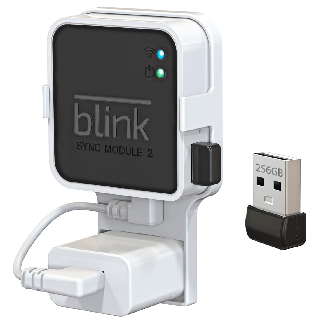 256GB USB Flash Drive with Outlet Wall Mount for Blink Sync Module 2, 1Pack
