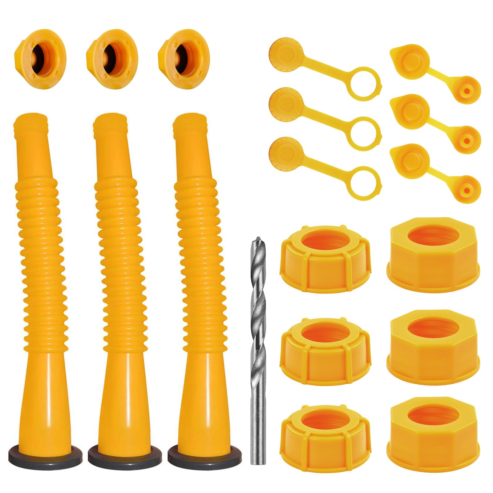 Gas Can Spout Replacement Kit, Gas Can Nozzle Replacement (3 Kit-Yellow) All gaskets are installed and ready to use upon receipt. For 1/2/5/10 gallon gas can. Easy and convenient to use