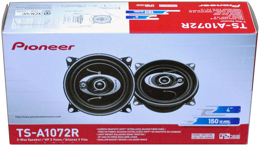 Pioneer TSA1072R 4" 3 Way 150 Watt Car Speakers (pair)