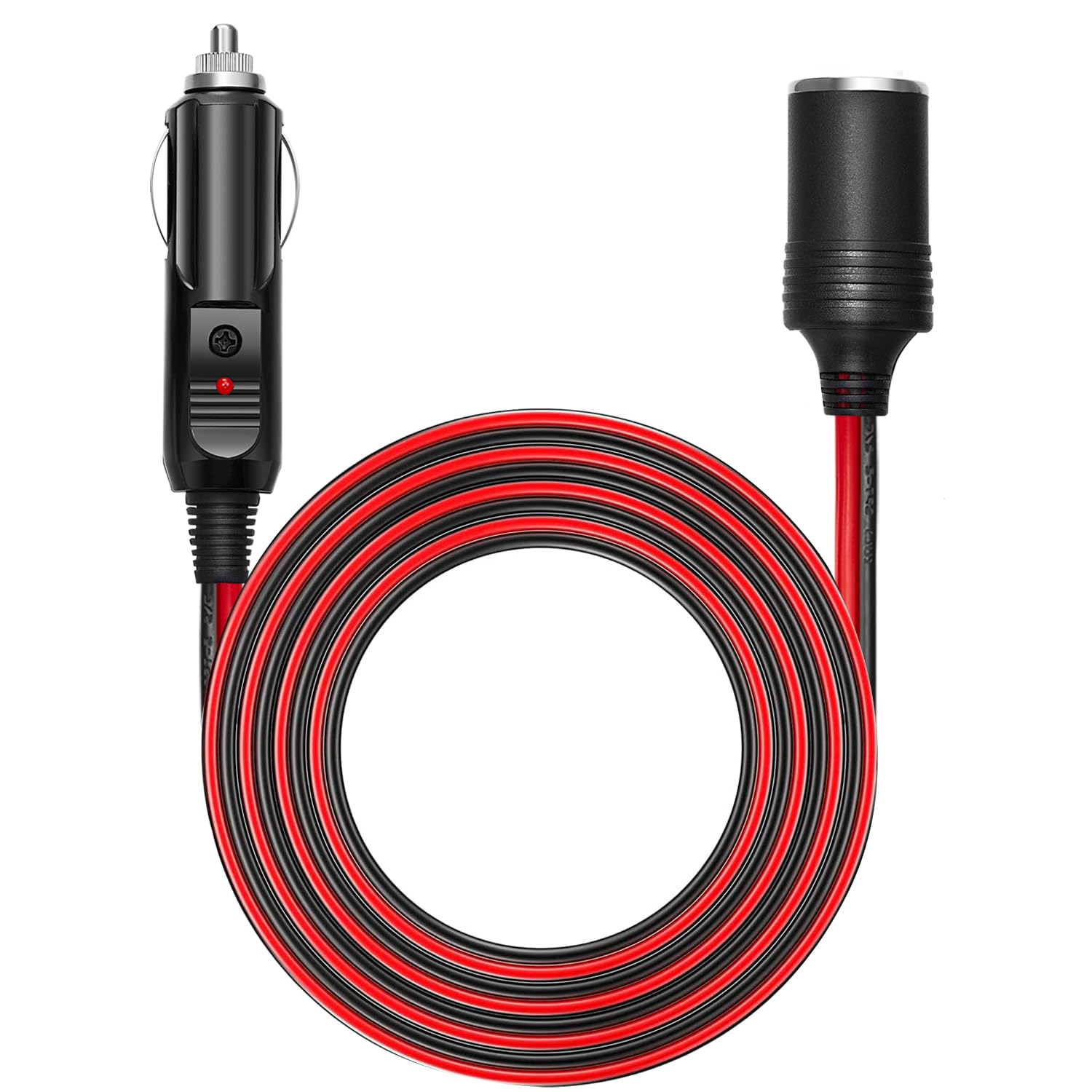 Chanzon 12V/24V Car Cigarette Lighter Extension Cord - 12Ft UL 16AWG