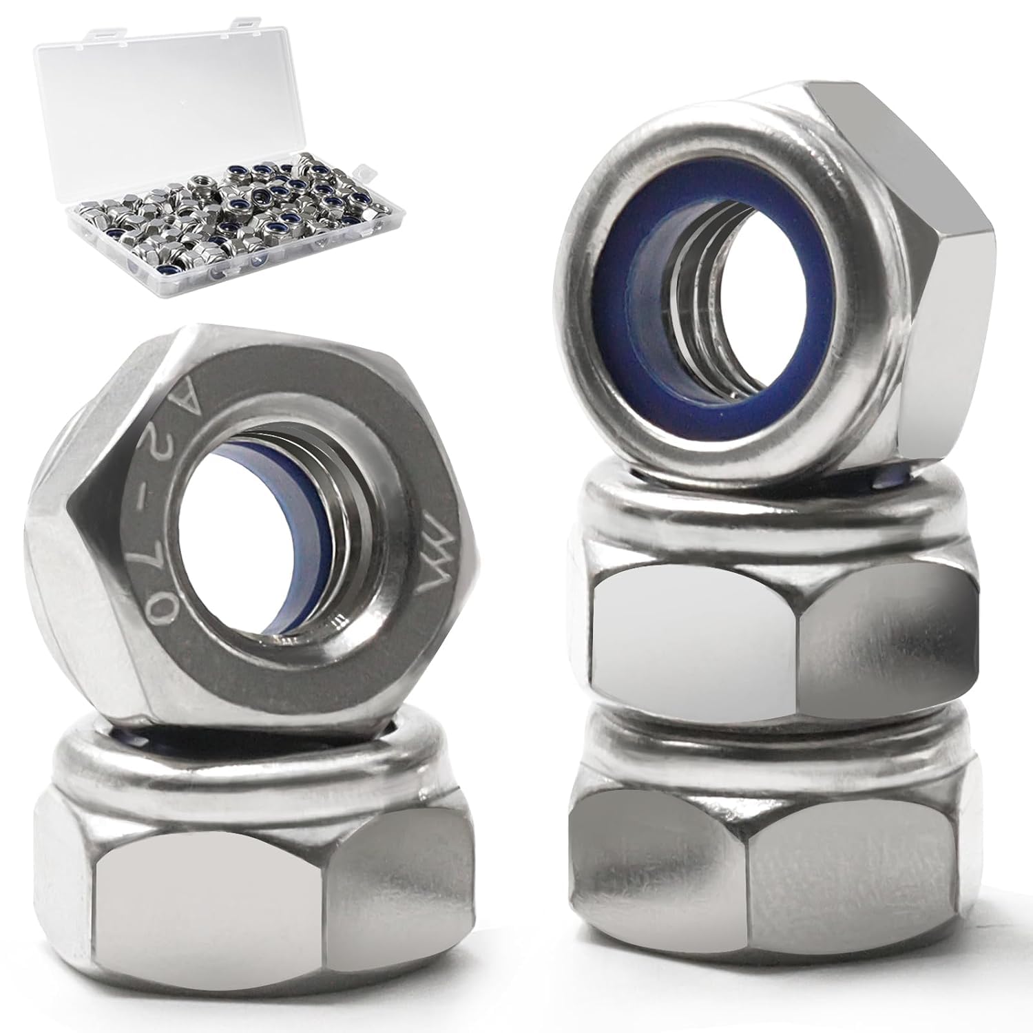 Vifmy M8-1.25mm Lock Nut, 90Pcs Stainless Steel Nylock Insert Locking nut