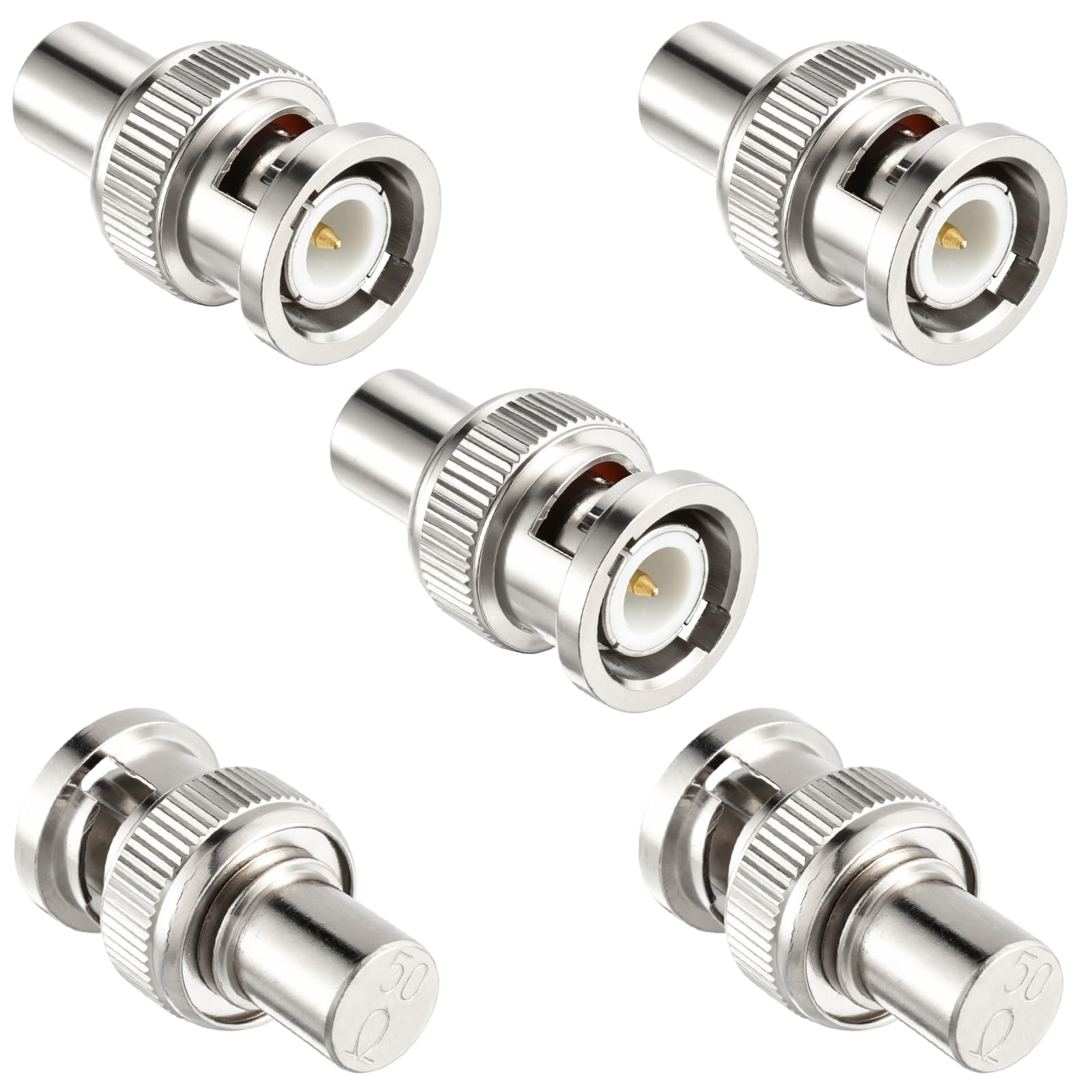 RFAdapter BNC 50 Ohm Terminator, 5-Pack BNC Male Plug Cap Protective Cover for VNA, Signal Analyzers, Coaxial Cable Adapter Connector