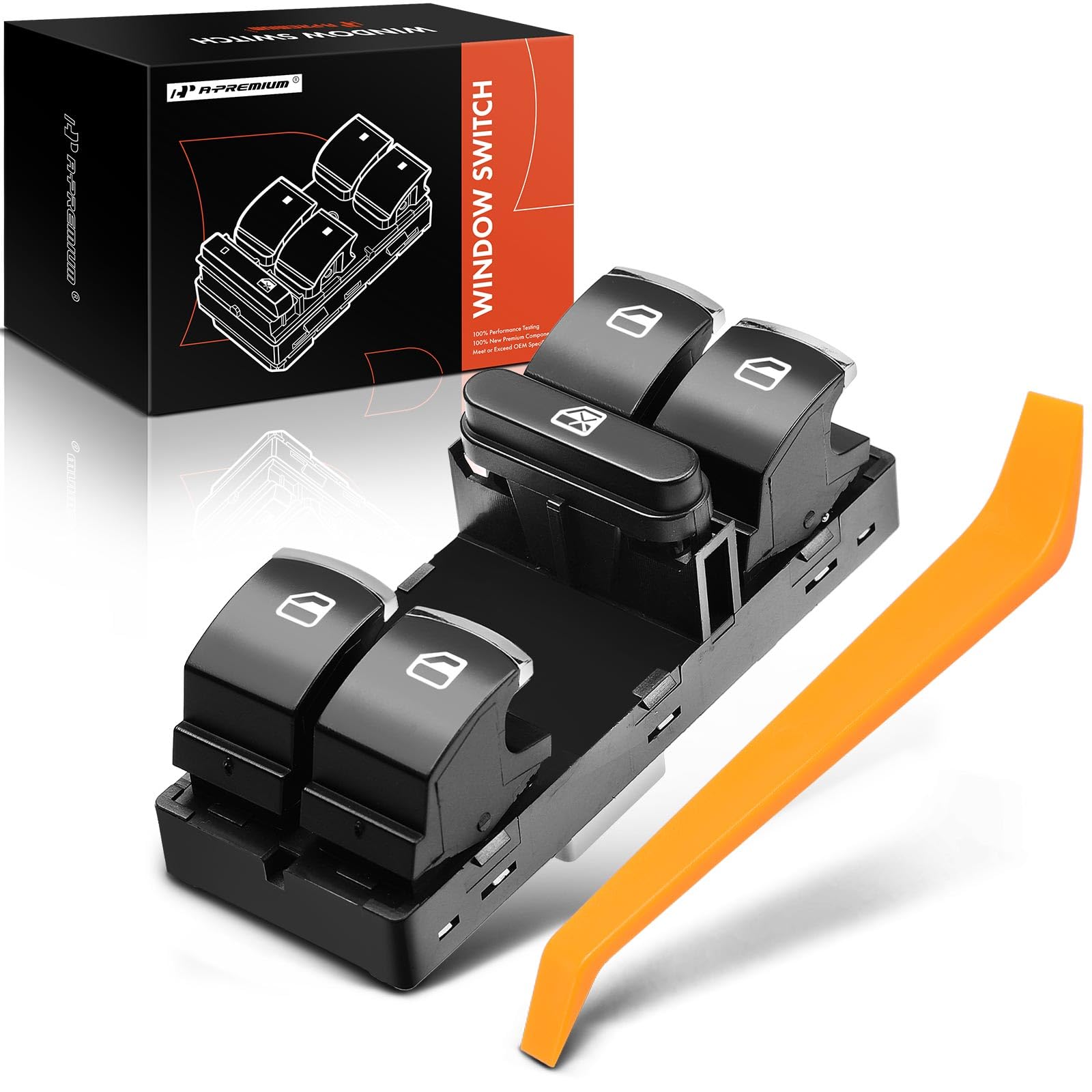 A-Premium Master Power Window Switch Compatible with Volkswagen Jetta 2011-2016, Golf 2010-2013, Tiguan 2009-2017, Passat 2012-2016, CC 2012-2017, Front Left Driver Side, Replace# 5K4959857, 5nd959857