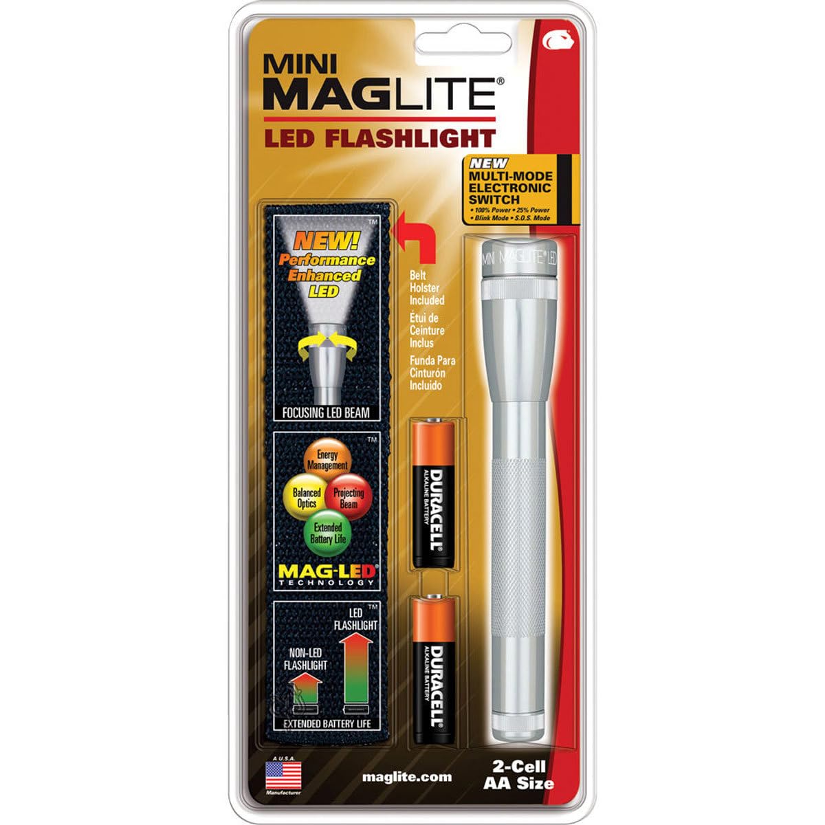 MAGLITE SP2210H LED 2-Cell AA Mini Flashlight, Silver